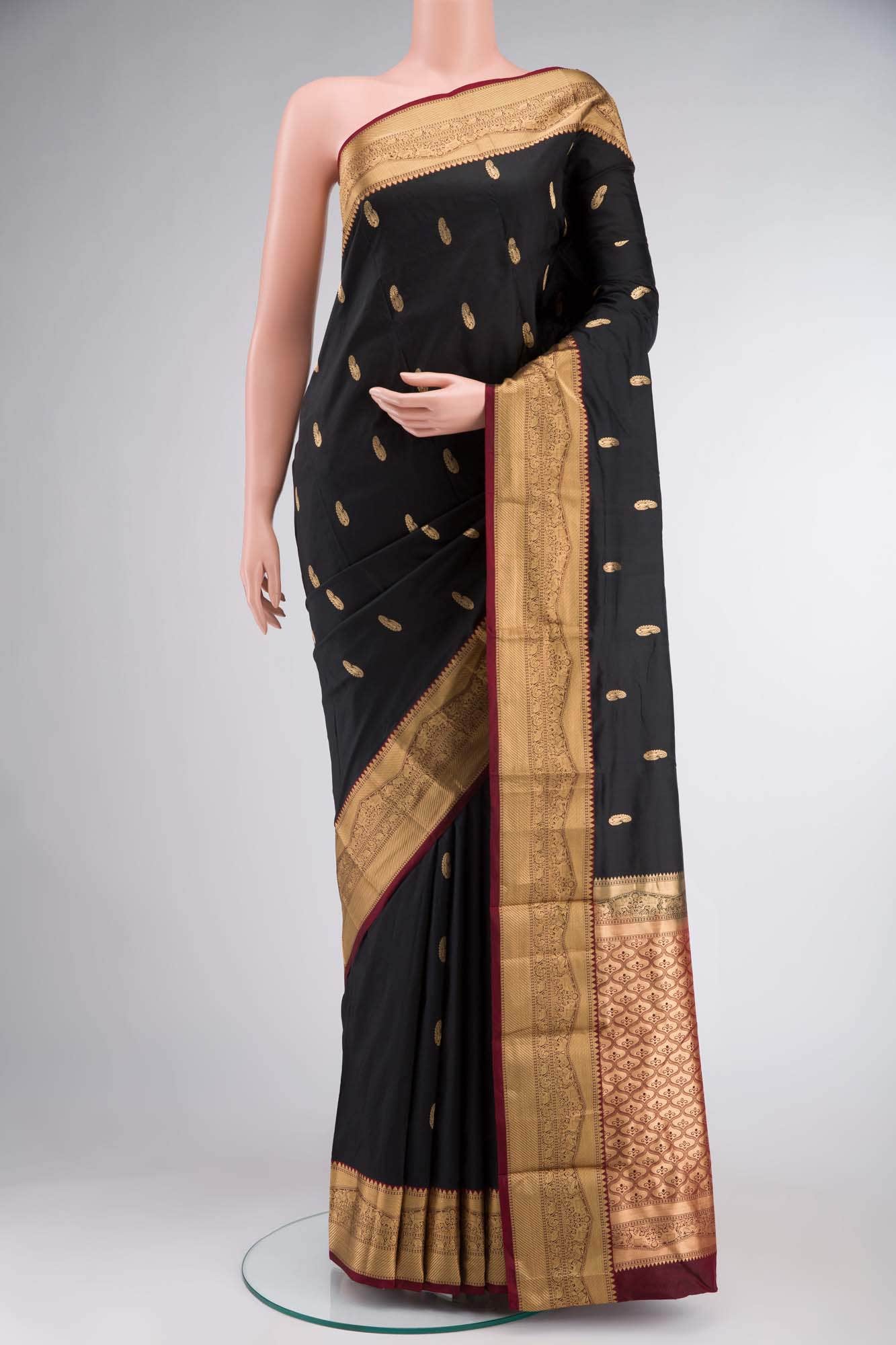Black Bangalore Silk Saree