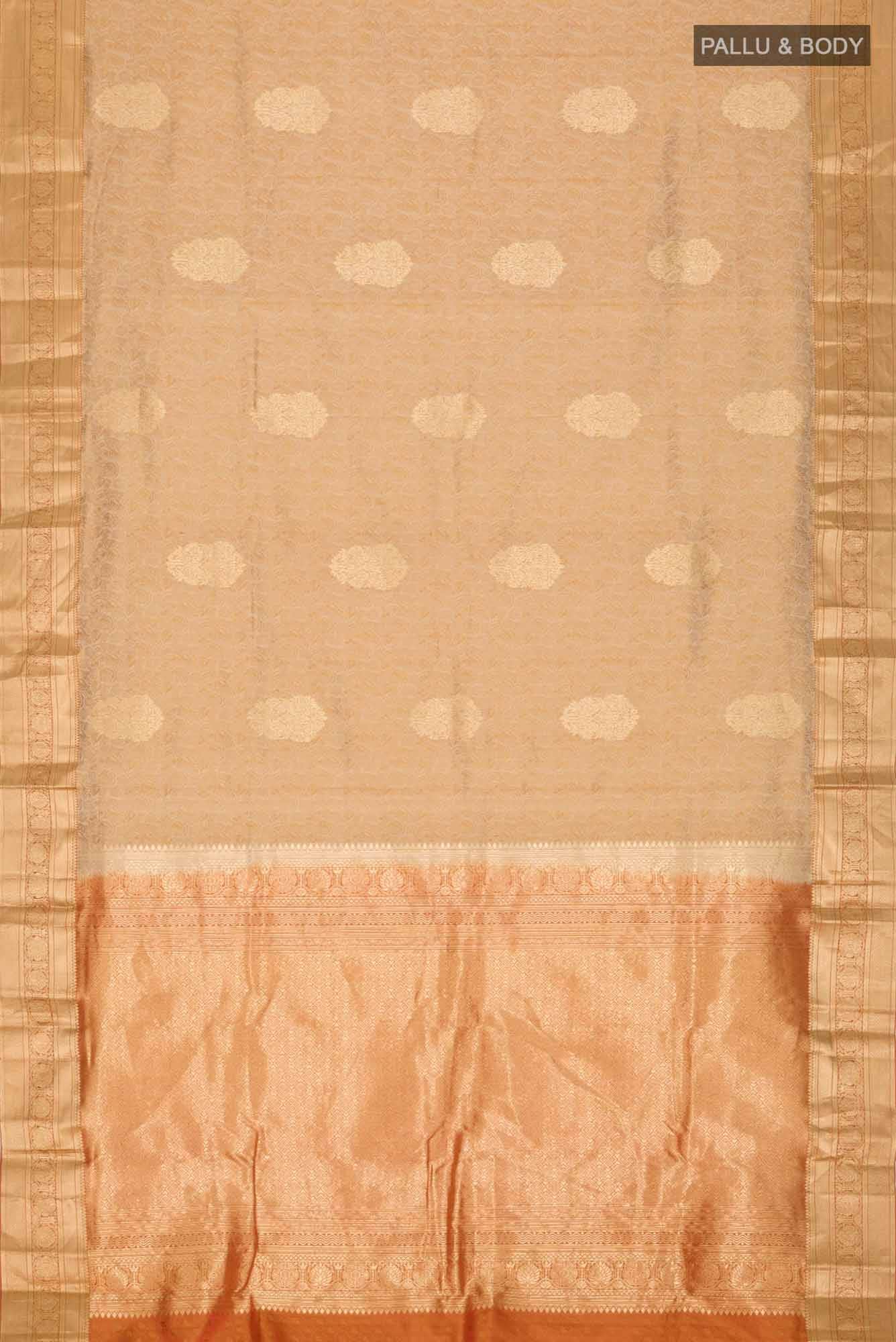 Beige Dual Tone Bangalore Silk Saree