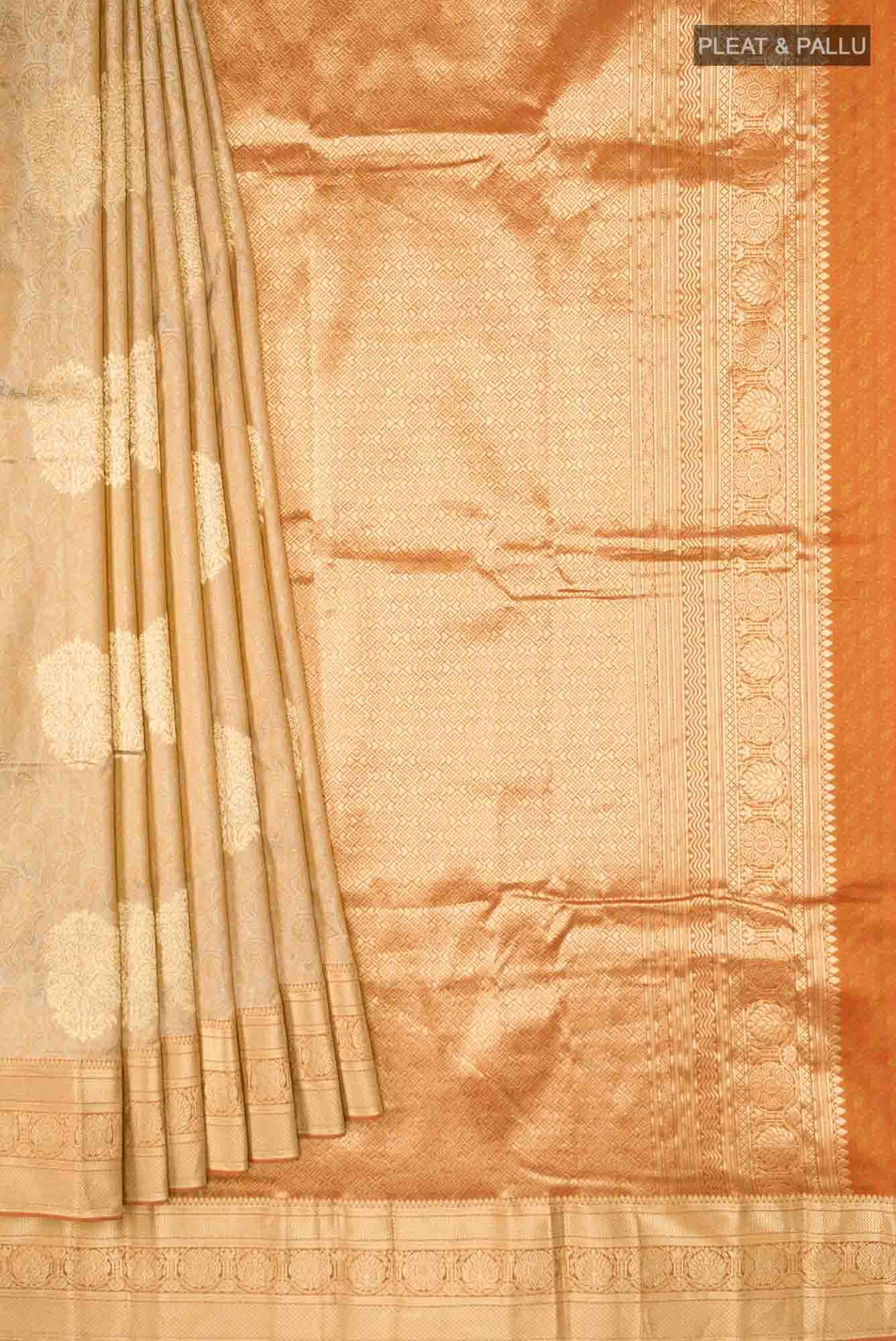 Beige Dual Tone Bangalore Silk Saree