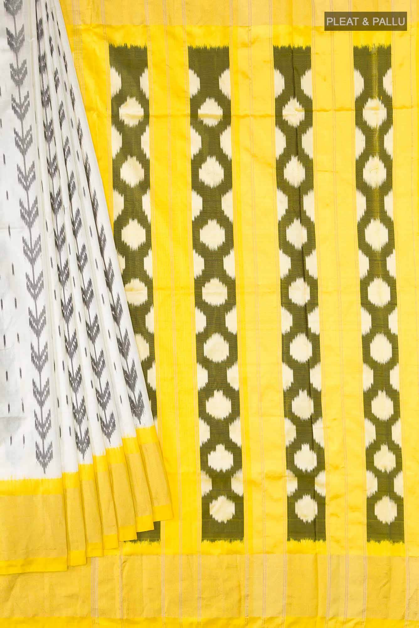 Cream Pochampally Silk Saree