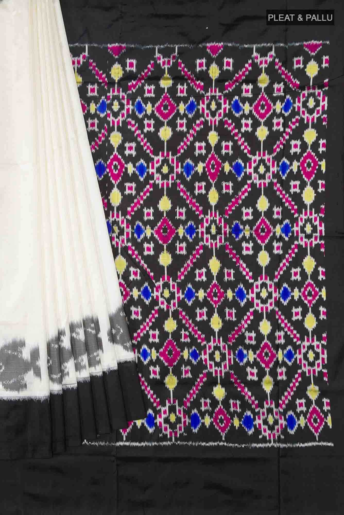 Cream Pochampally Silk Saree