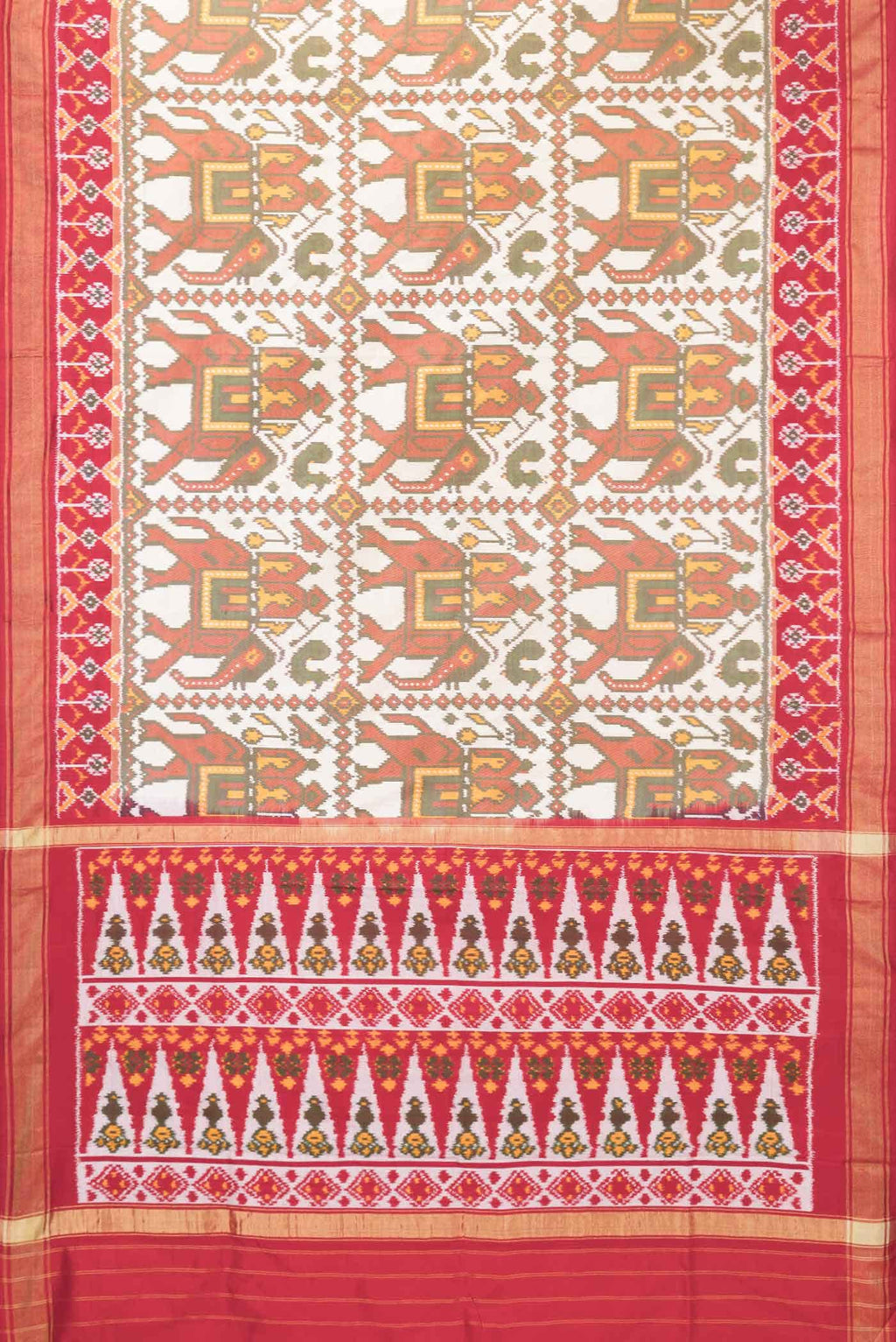 Beige Dual Tone Double Ikat Saree