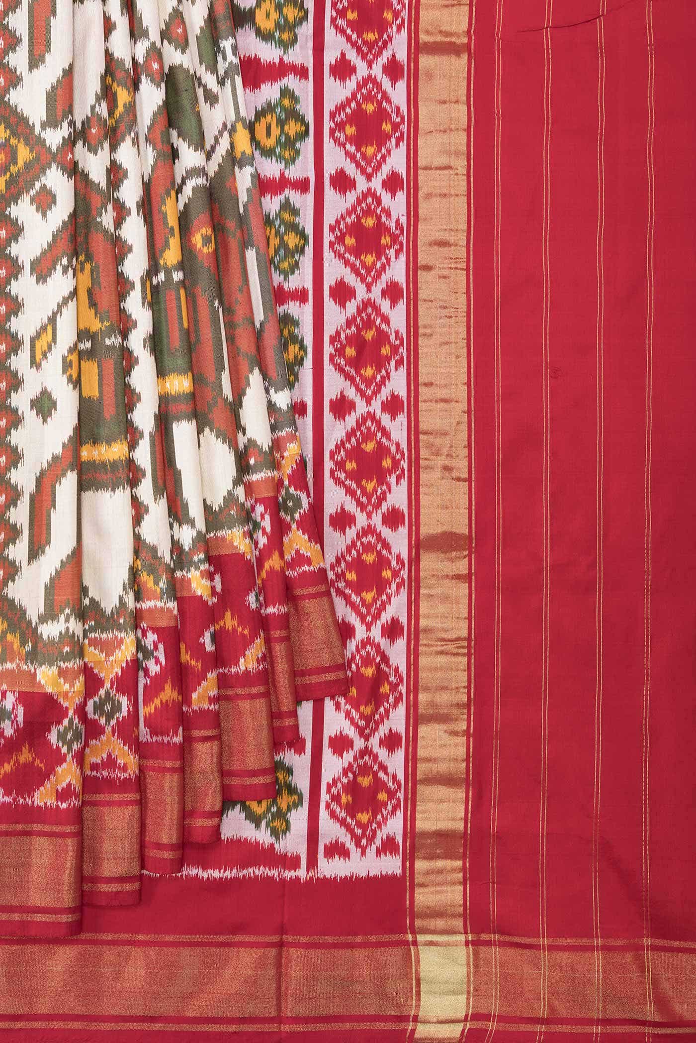 Beige Dual Tone Double Ikat Saree