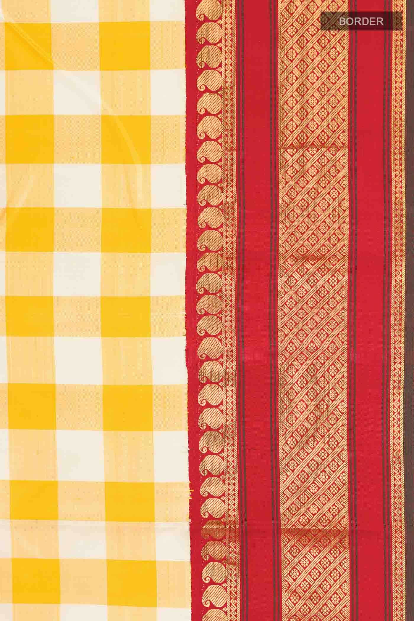 Pure Silk Pure Zari Yellow Kanchipuram Saree
