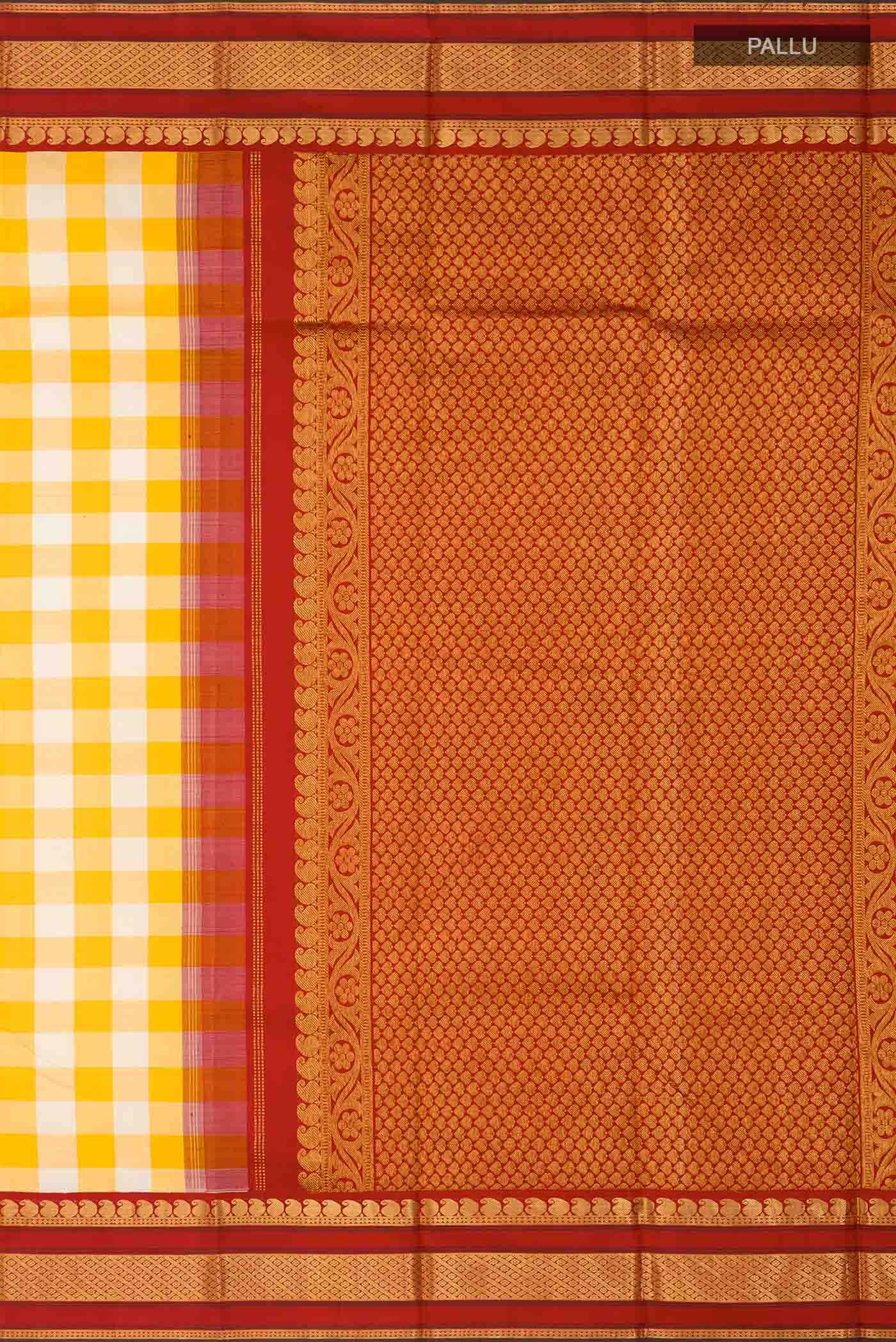 Pure Silk Pure Zari Yellow Kanchipuram Saree