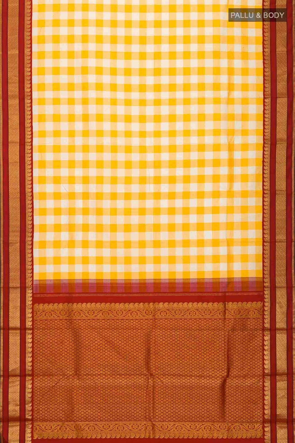 Pure Silk Pure Zari Yellow Kanchipuram Saree