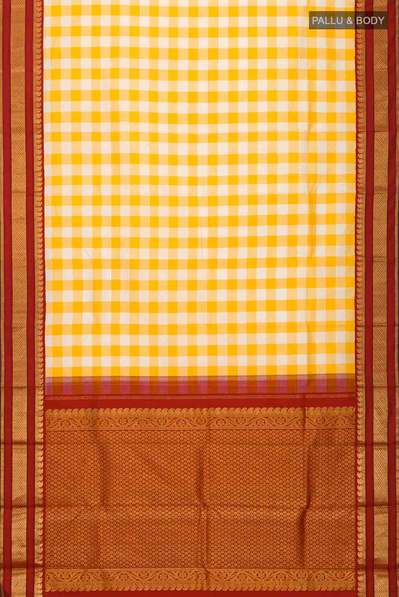 Pure Silk Pure Zari Yellow Kanchipuram Saree