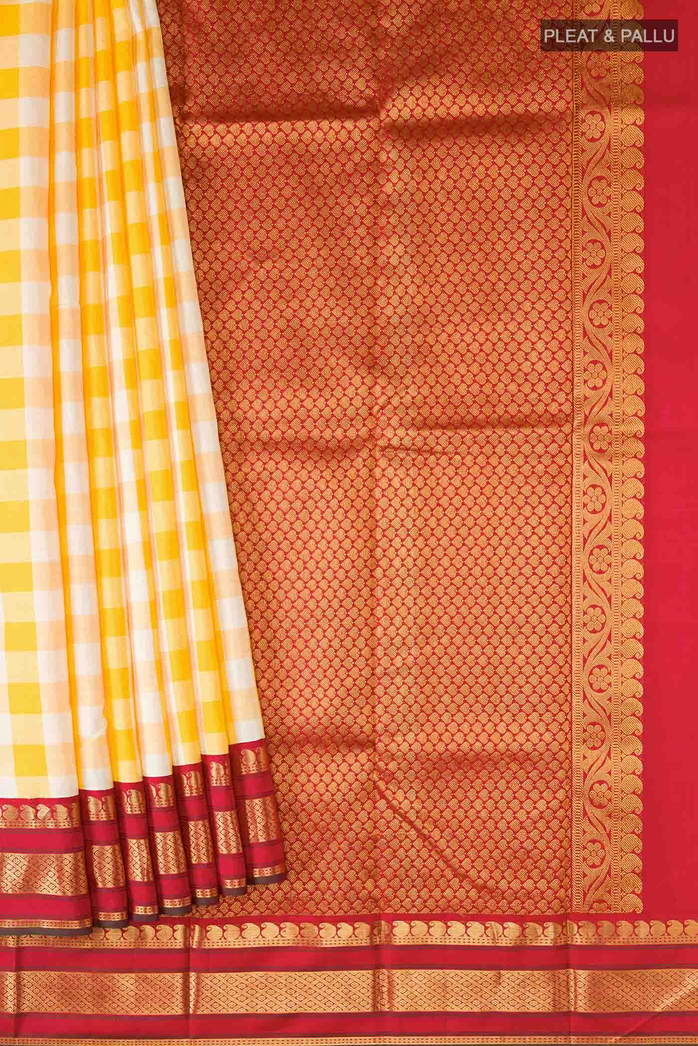 Pure Silk Pure Zari Yellow Kanchipuram Saree