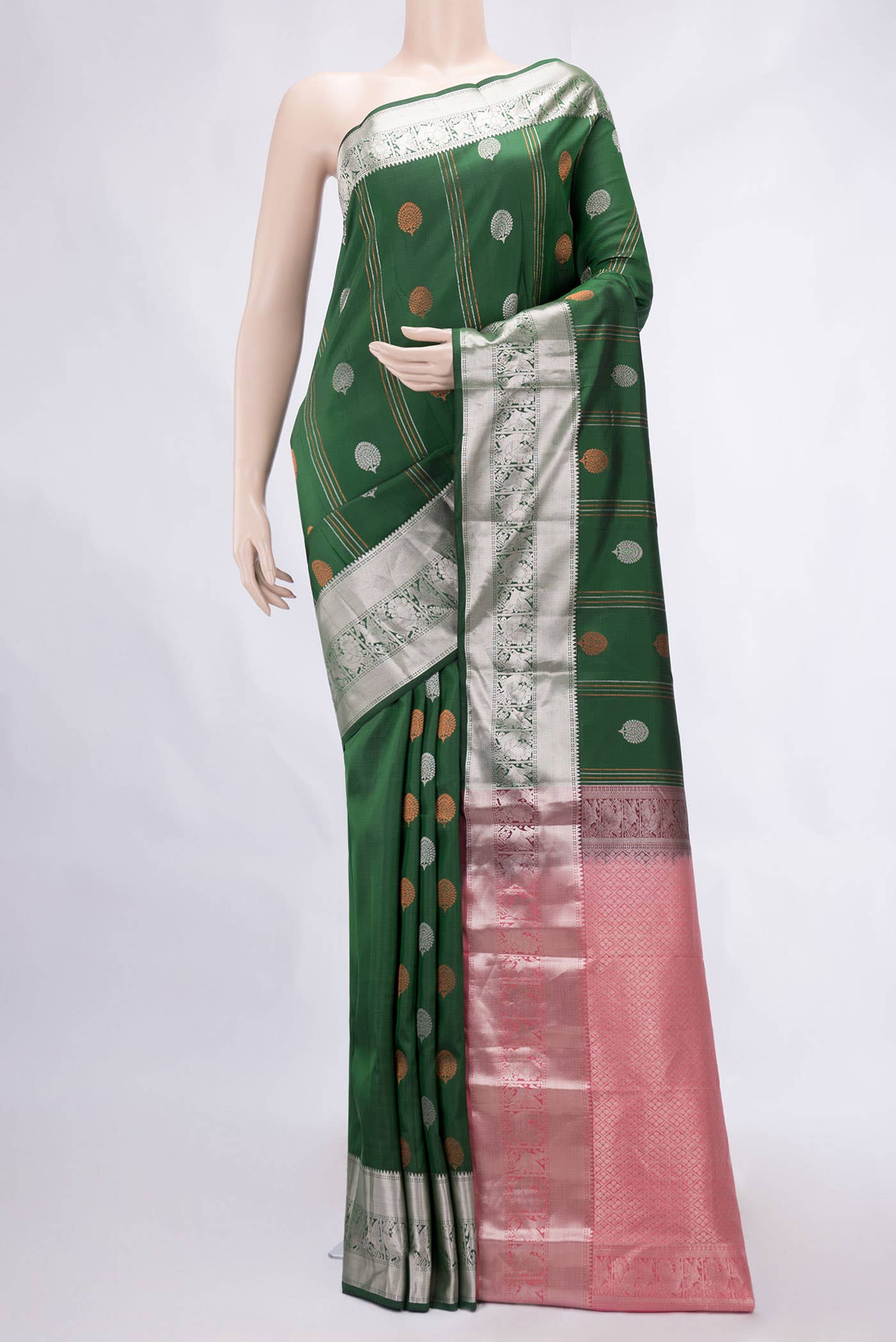 Green Dual Tone Kanchipuram Silk Saree