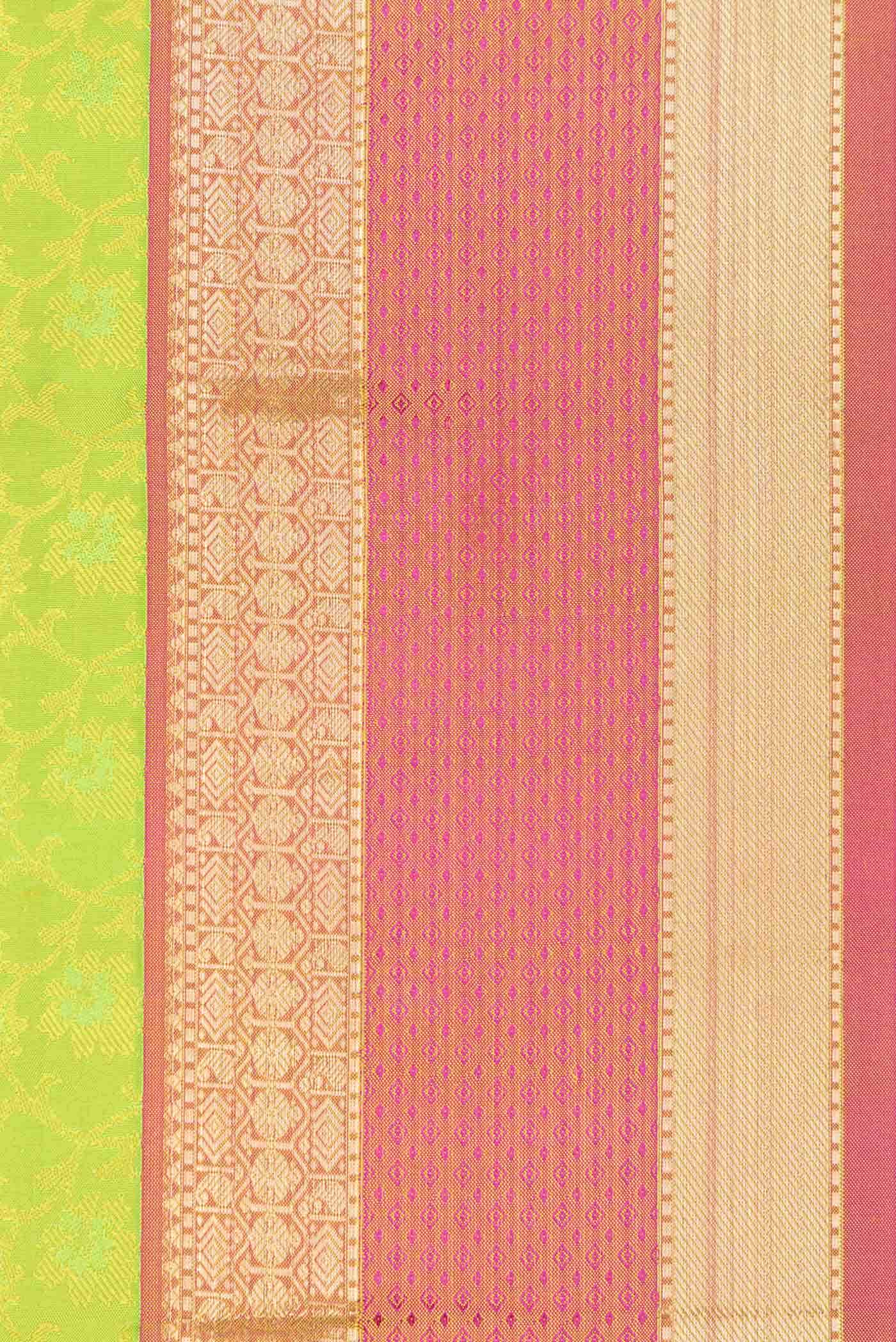 Parrot Green Dual Tone Kanchipuram Silk Saree