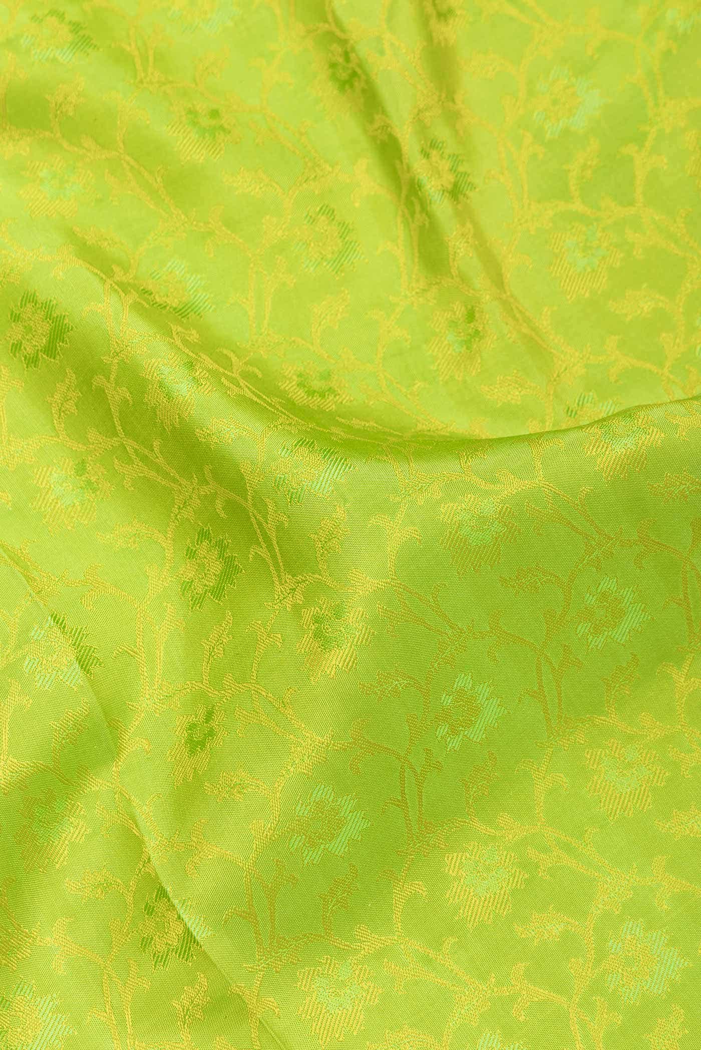 Parrot Green Dual Tone Kanchipuram Silk Saree