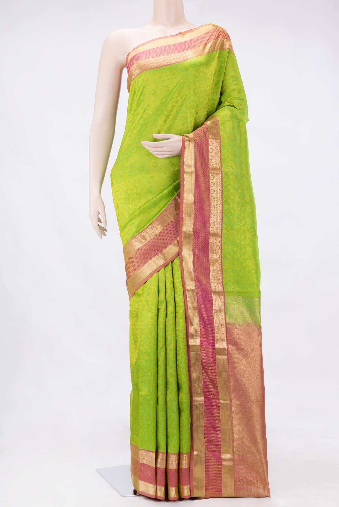 Parrot Green Dual Tone Kanchipuram Silk Saree