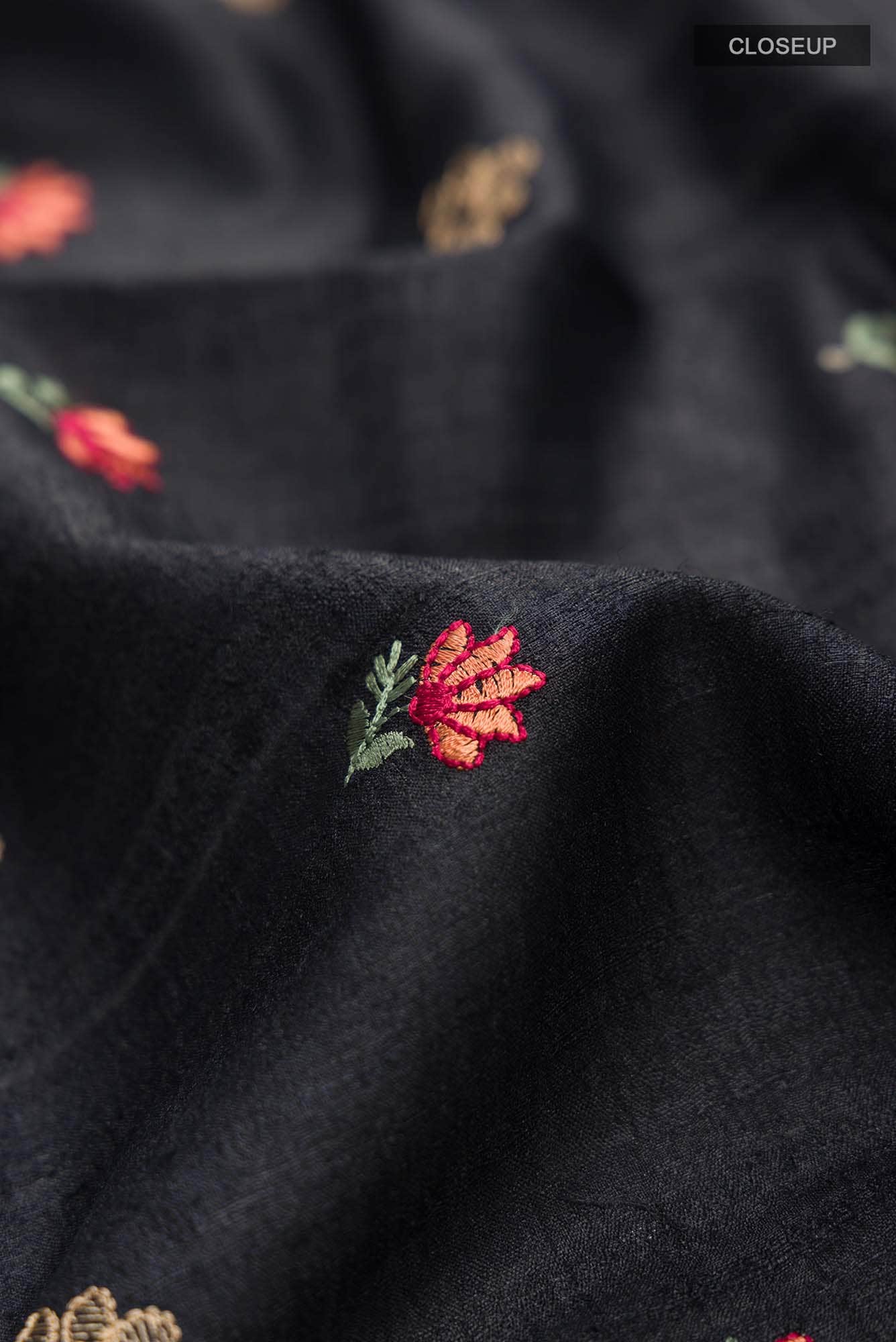 Black Dual Tone Tussar Silk Saree