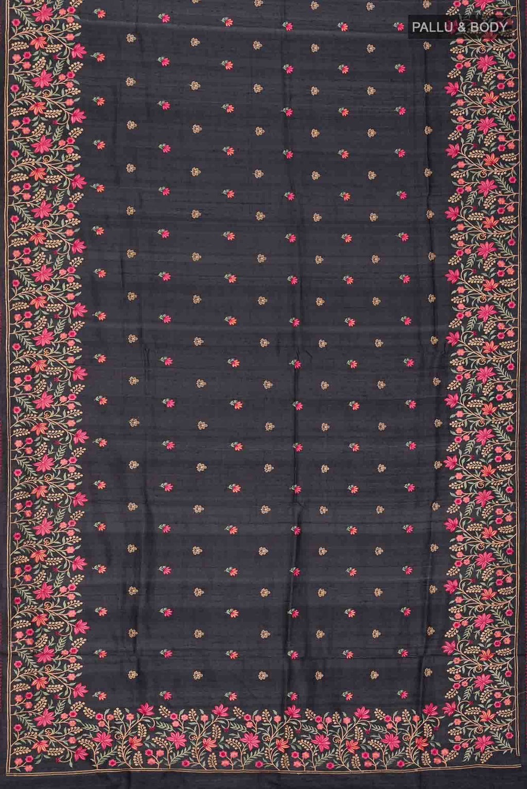 Black Dual Tone Tussar Silk Saree