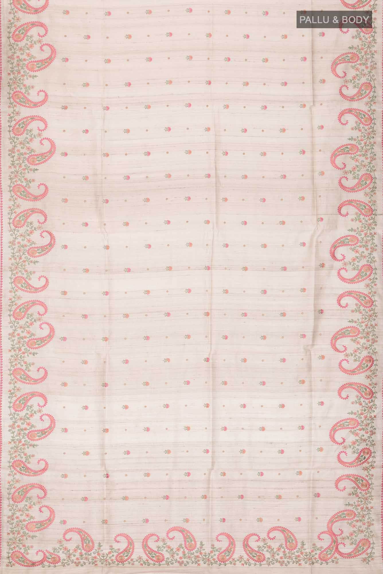 Beige Dual Tone Tussar Silk Saree