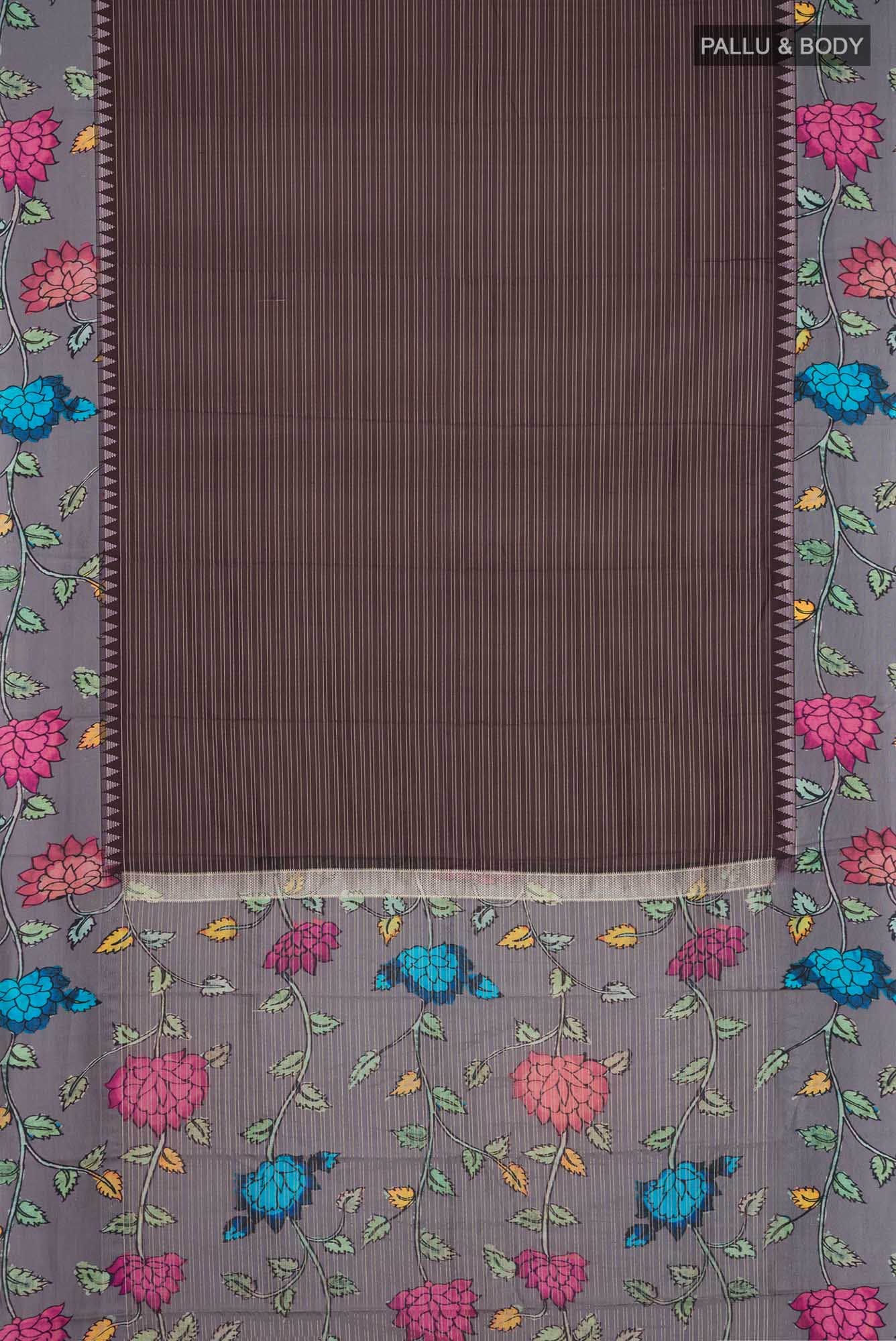 Brown Printed Silk Saree