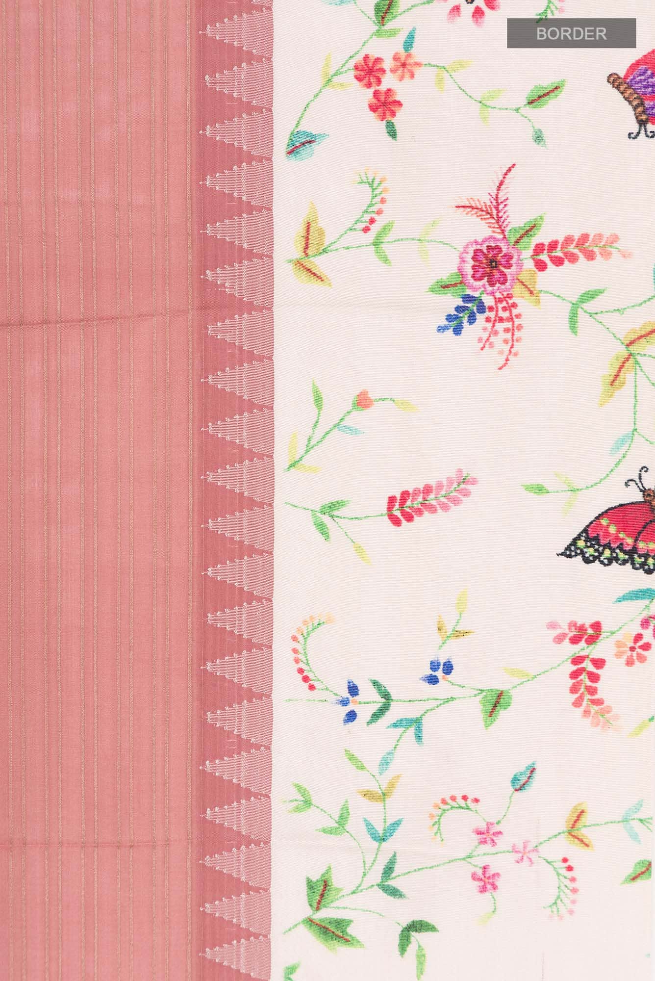 Pink Printed Silk Saree