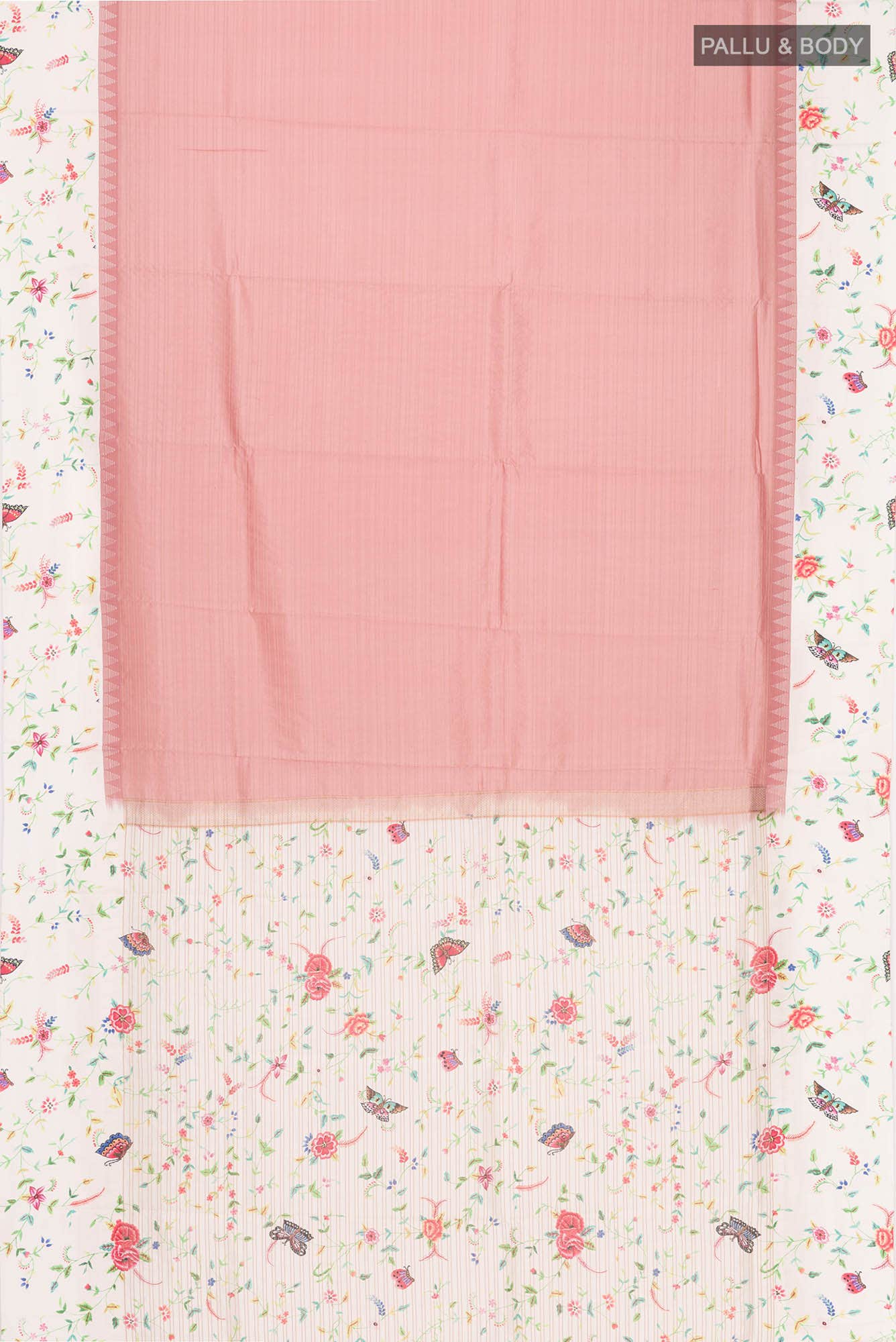 Rose Gold Printed Silk Saree