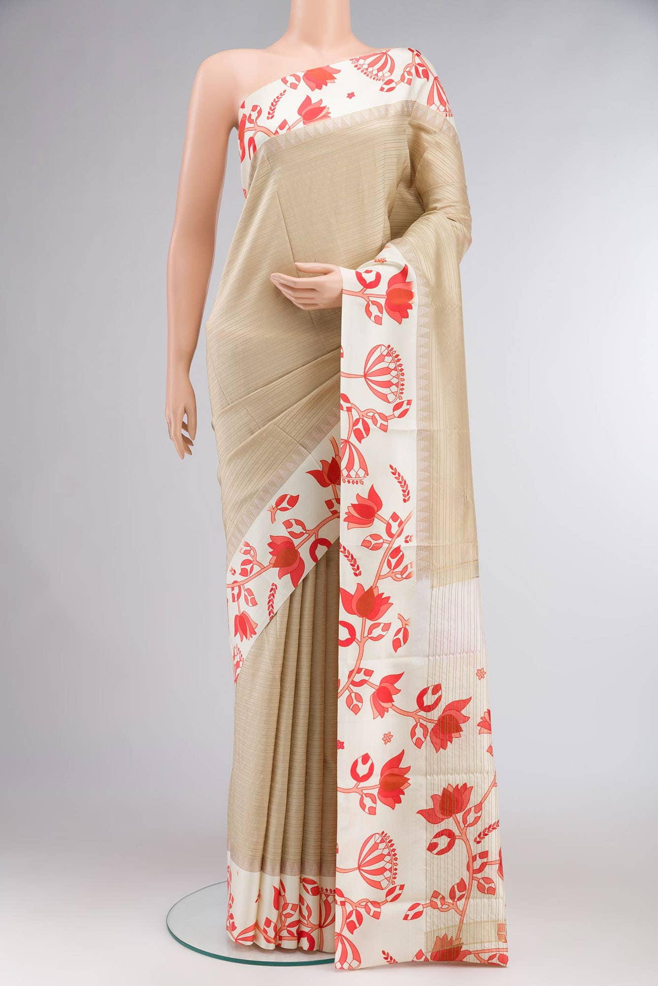Beige Soft Silk Saree