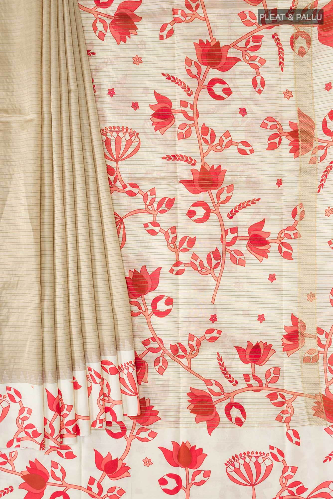 Beige Soft Silk Saree