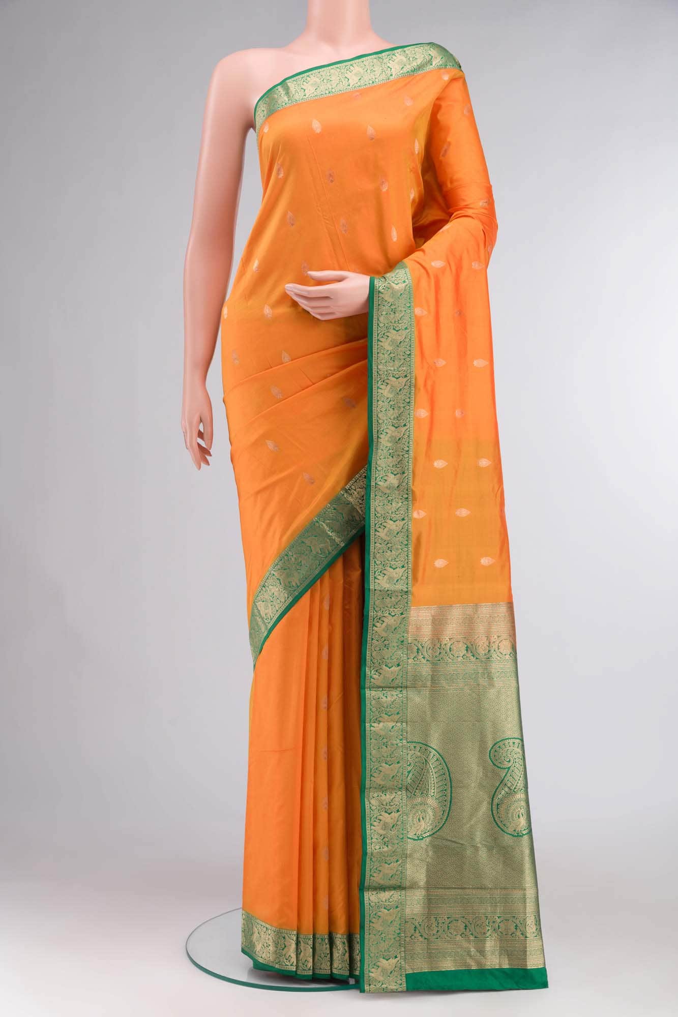 Orange Bangalore Silk Saree