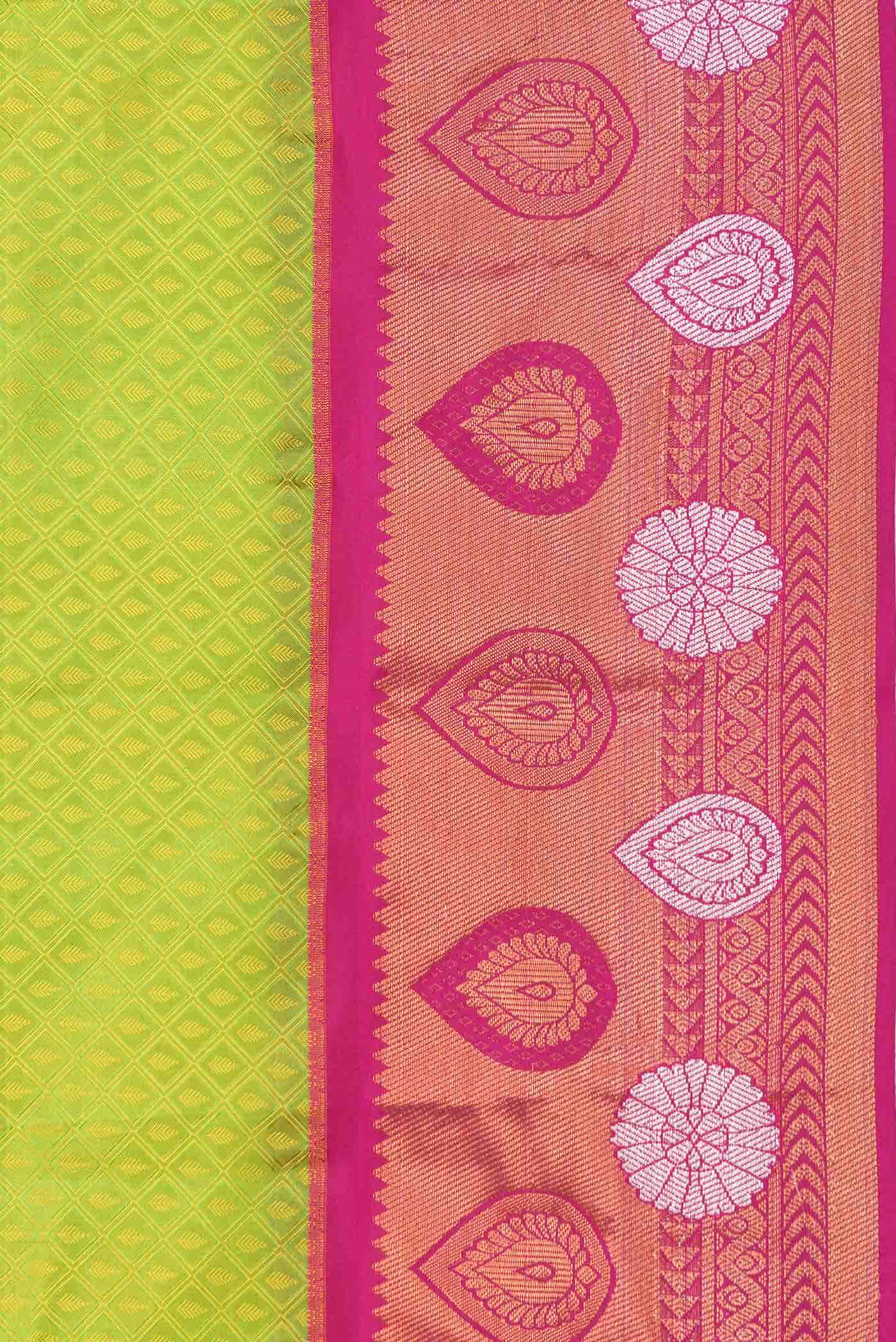 Parrot Green Dual Tone Kanchipuram Silk Saree