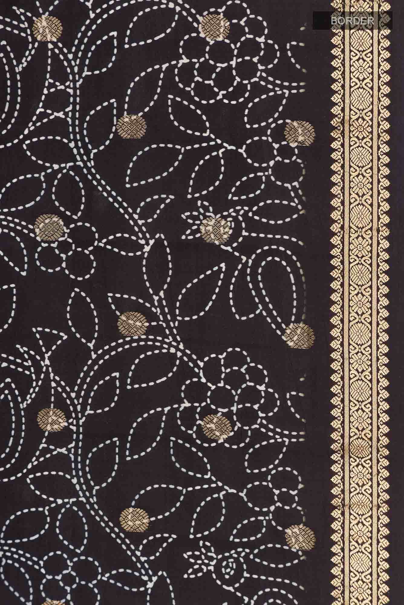 Black Printed Silk Saree