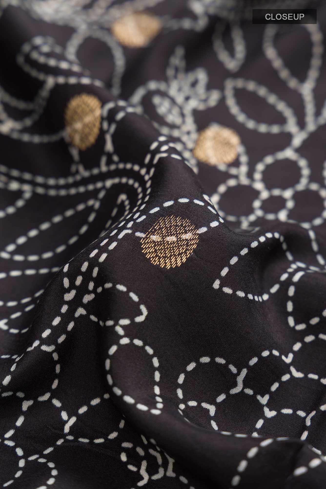 Black Printed Silk Saree