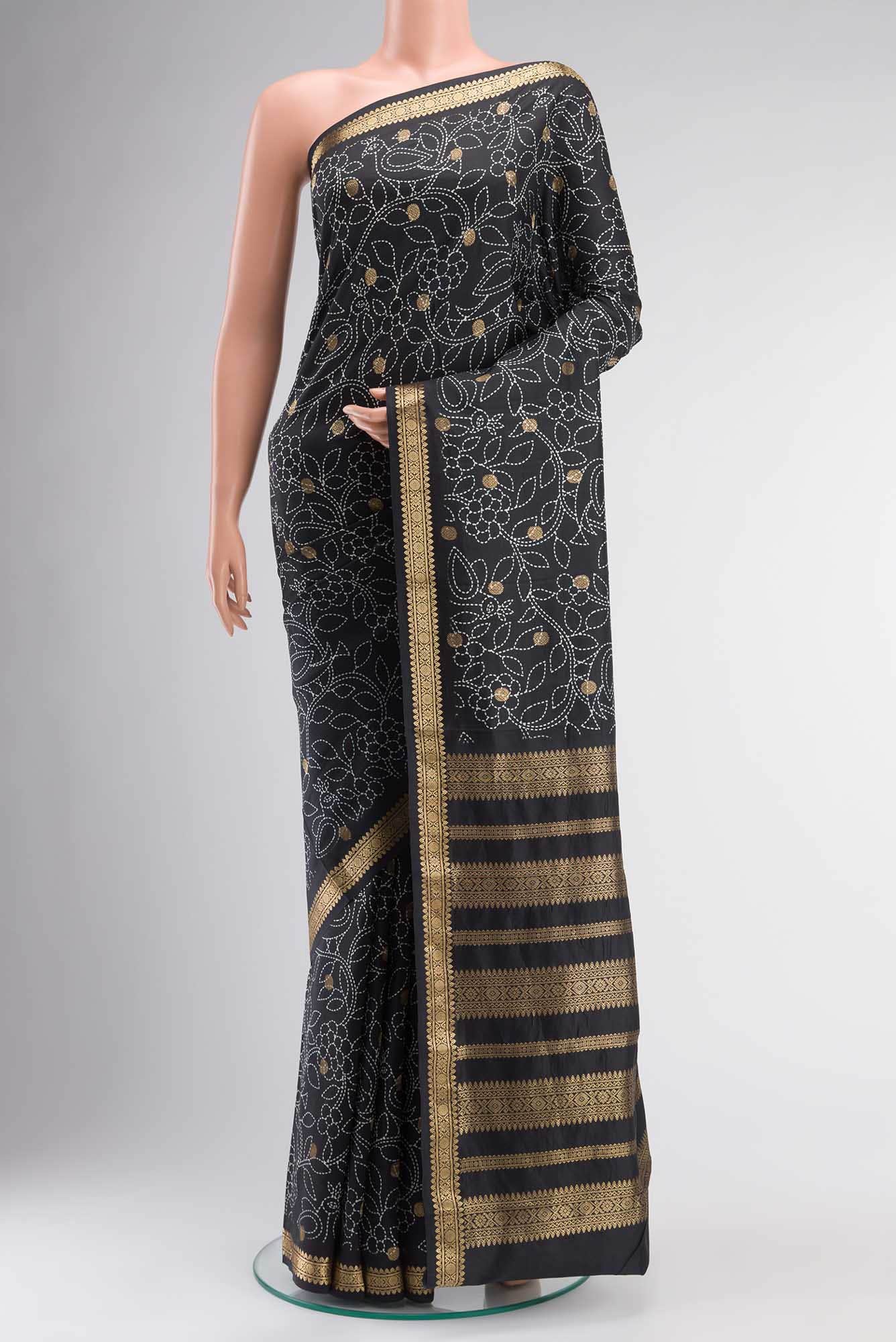 Black Printed Silk Saree