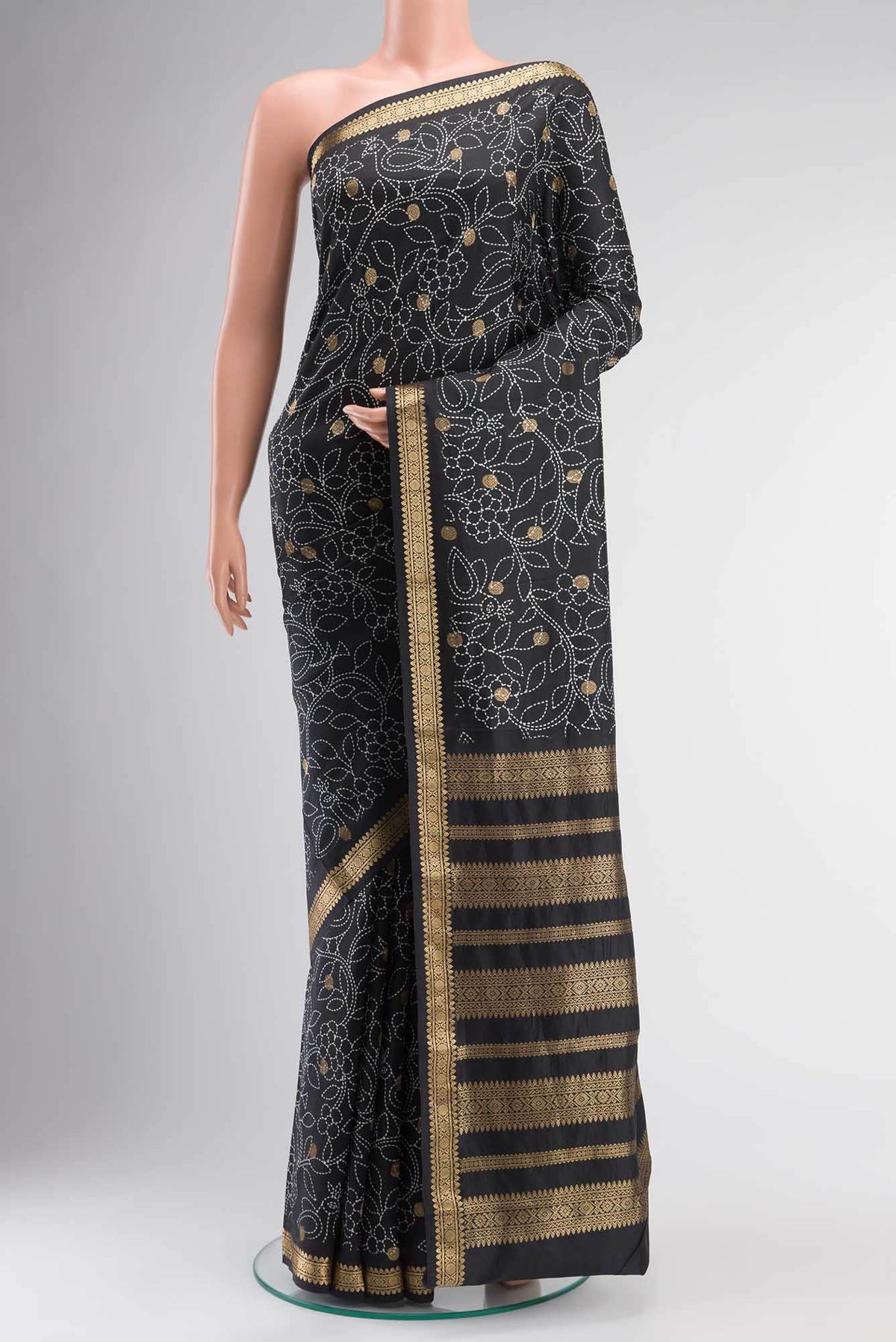Black Printed Silk Saree