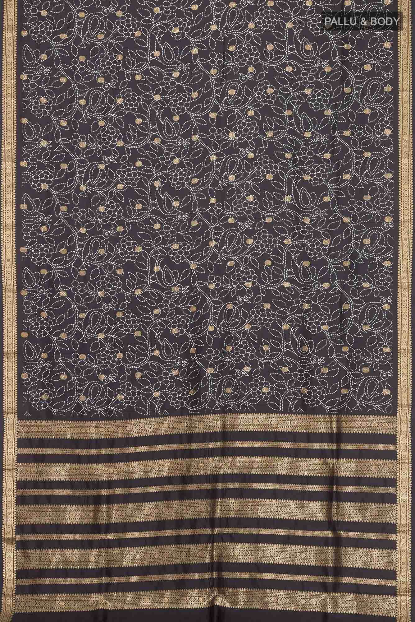 Black Printed Silk Saree
