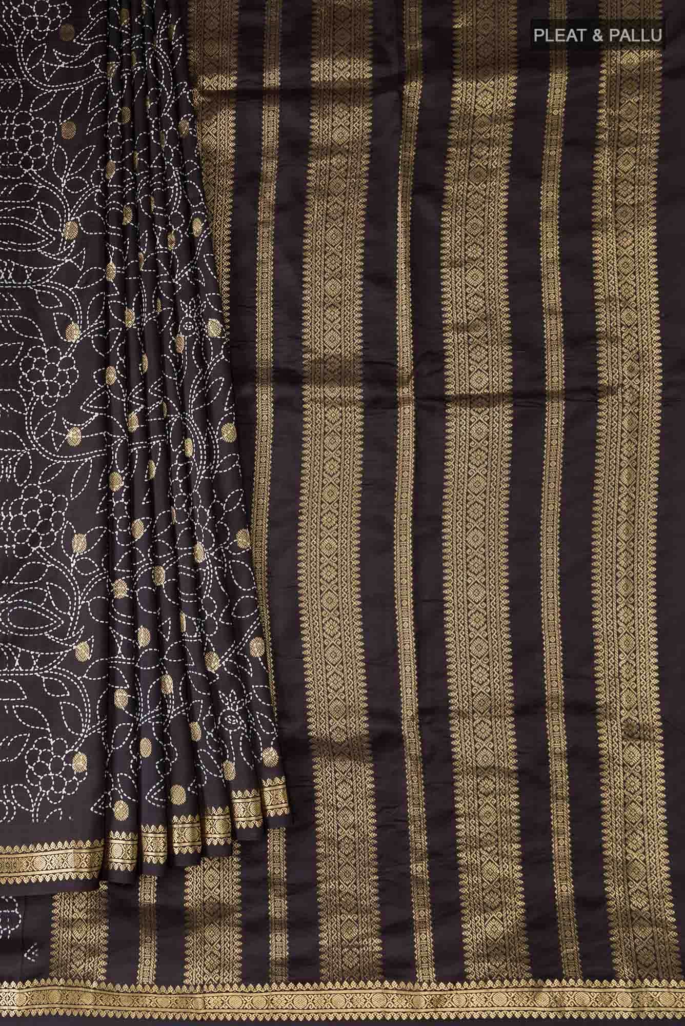 Black Printed Silk Saree