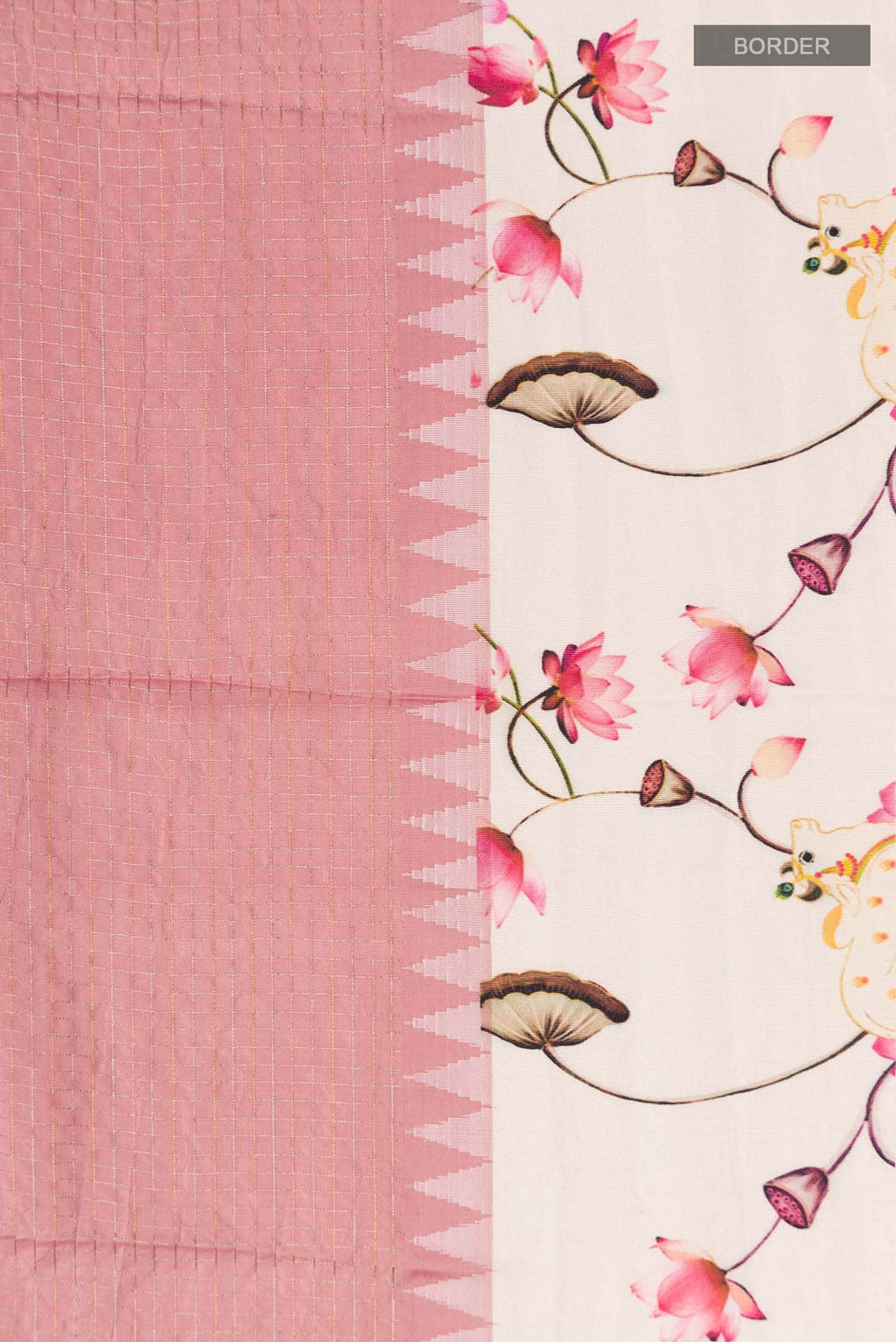 Pink Printed Silk Saree