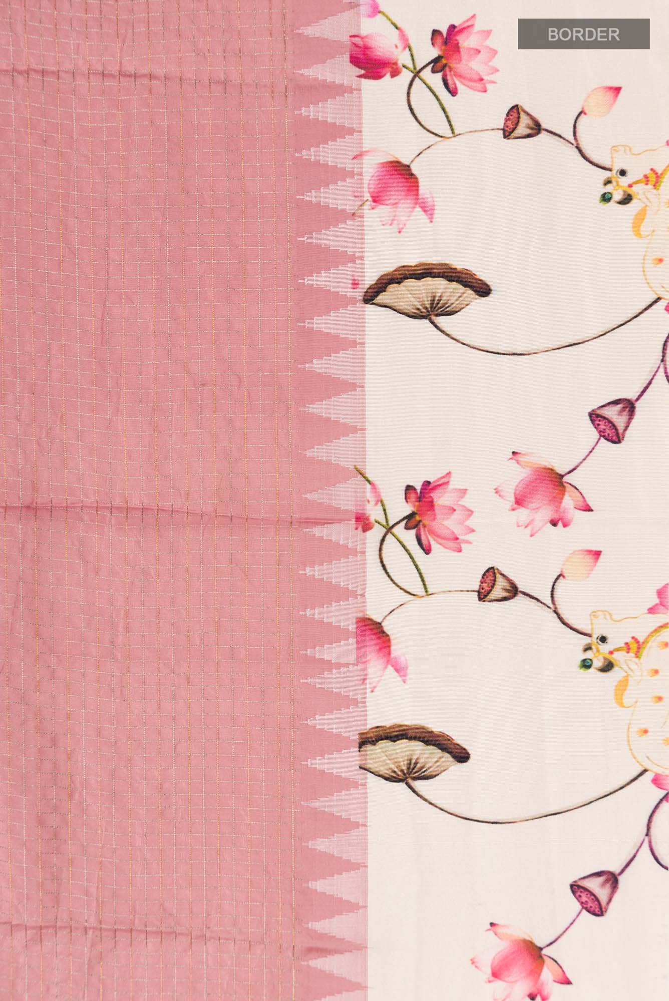 Pink Printed Silk Saree