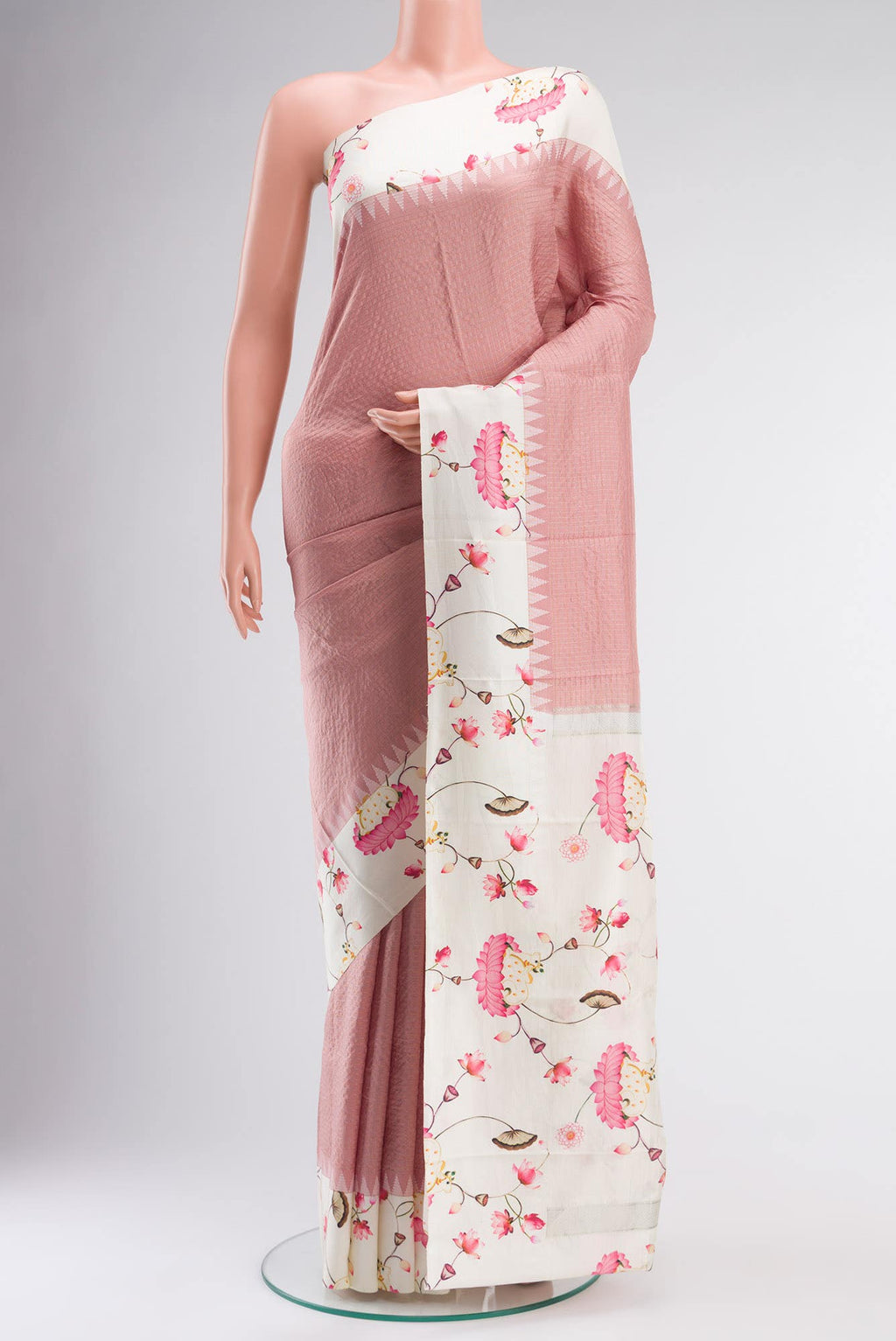 Pink Printed Silk Saree