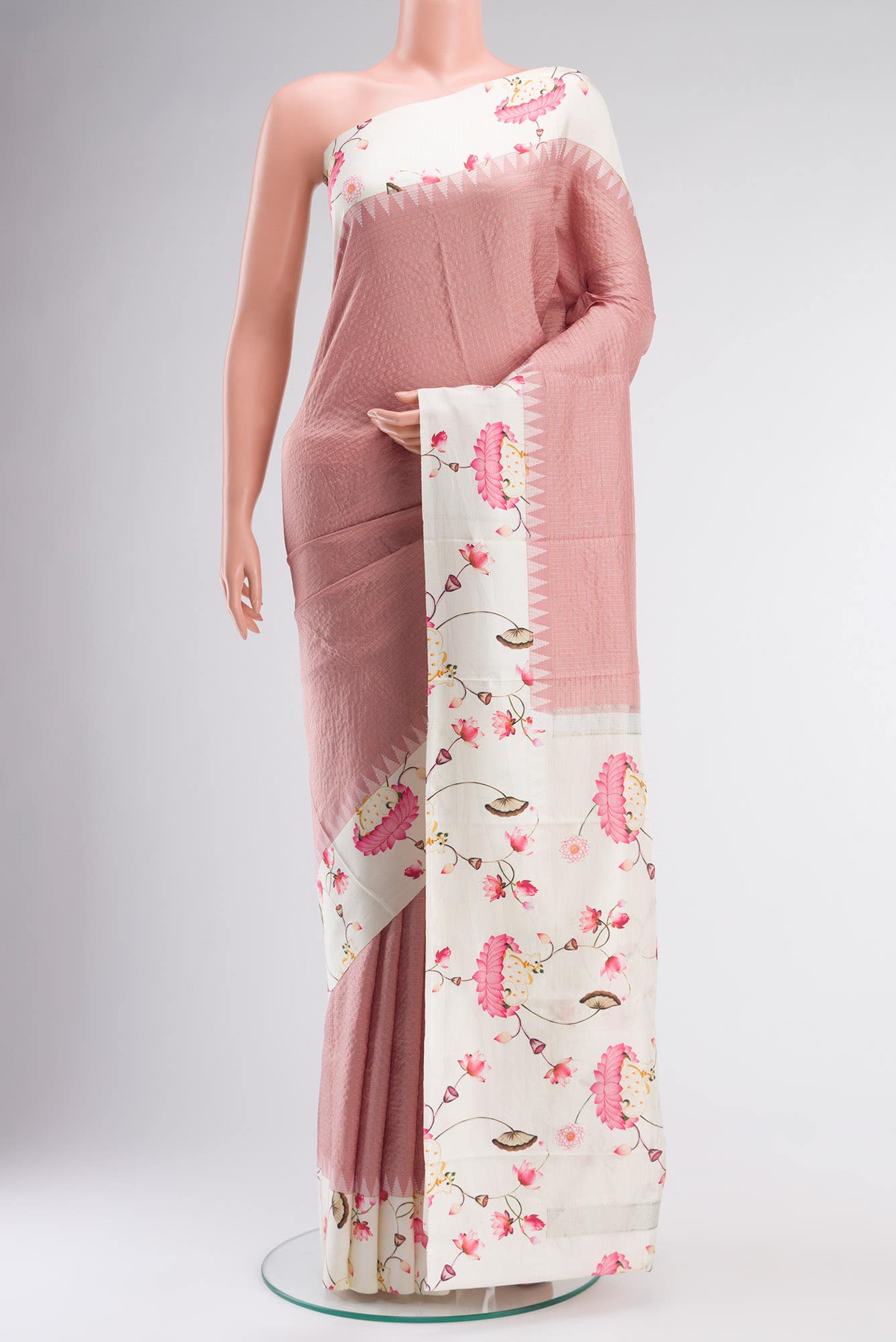 Pink Printed Silk Saree