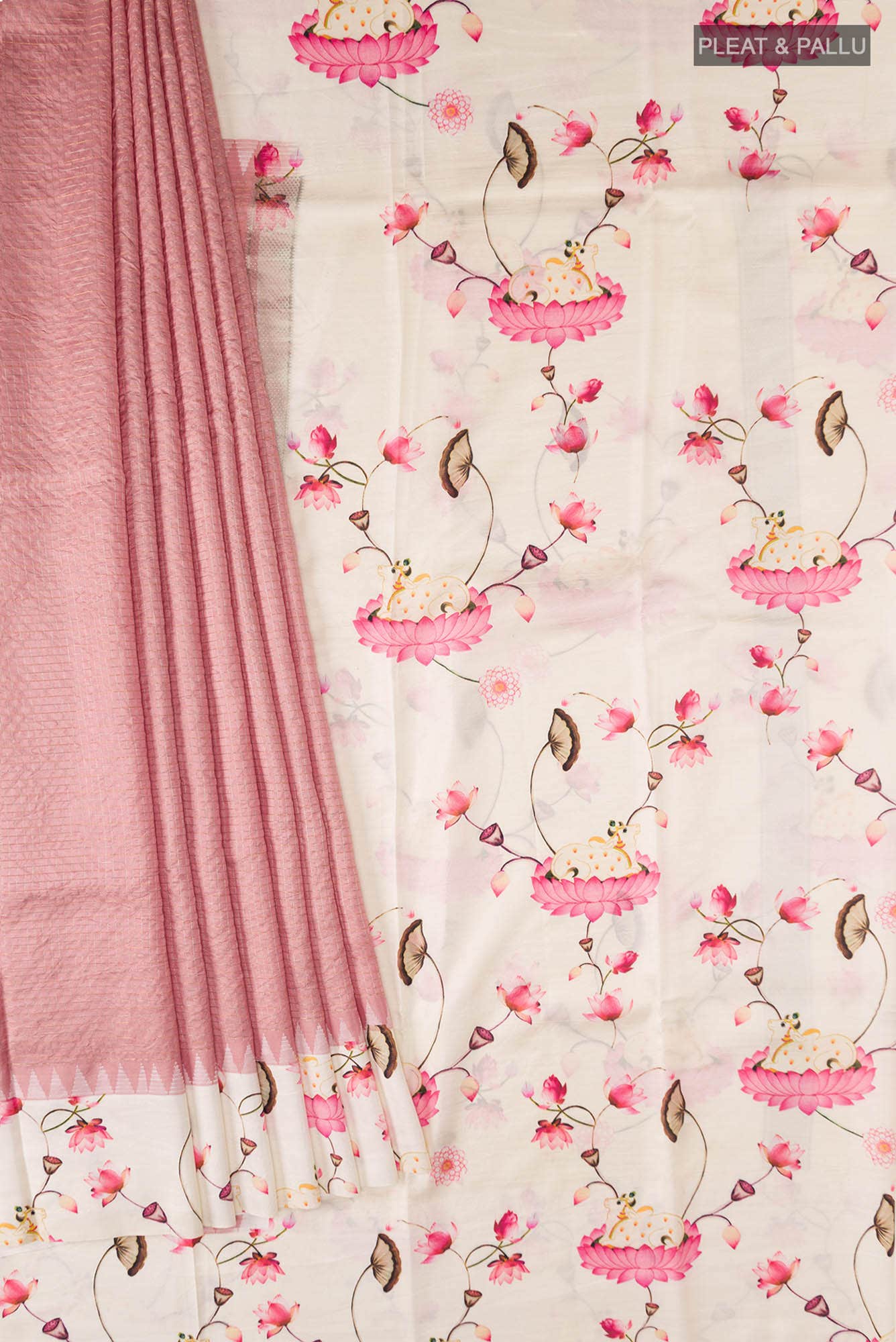 Pink Printed Silk Saree