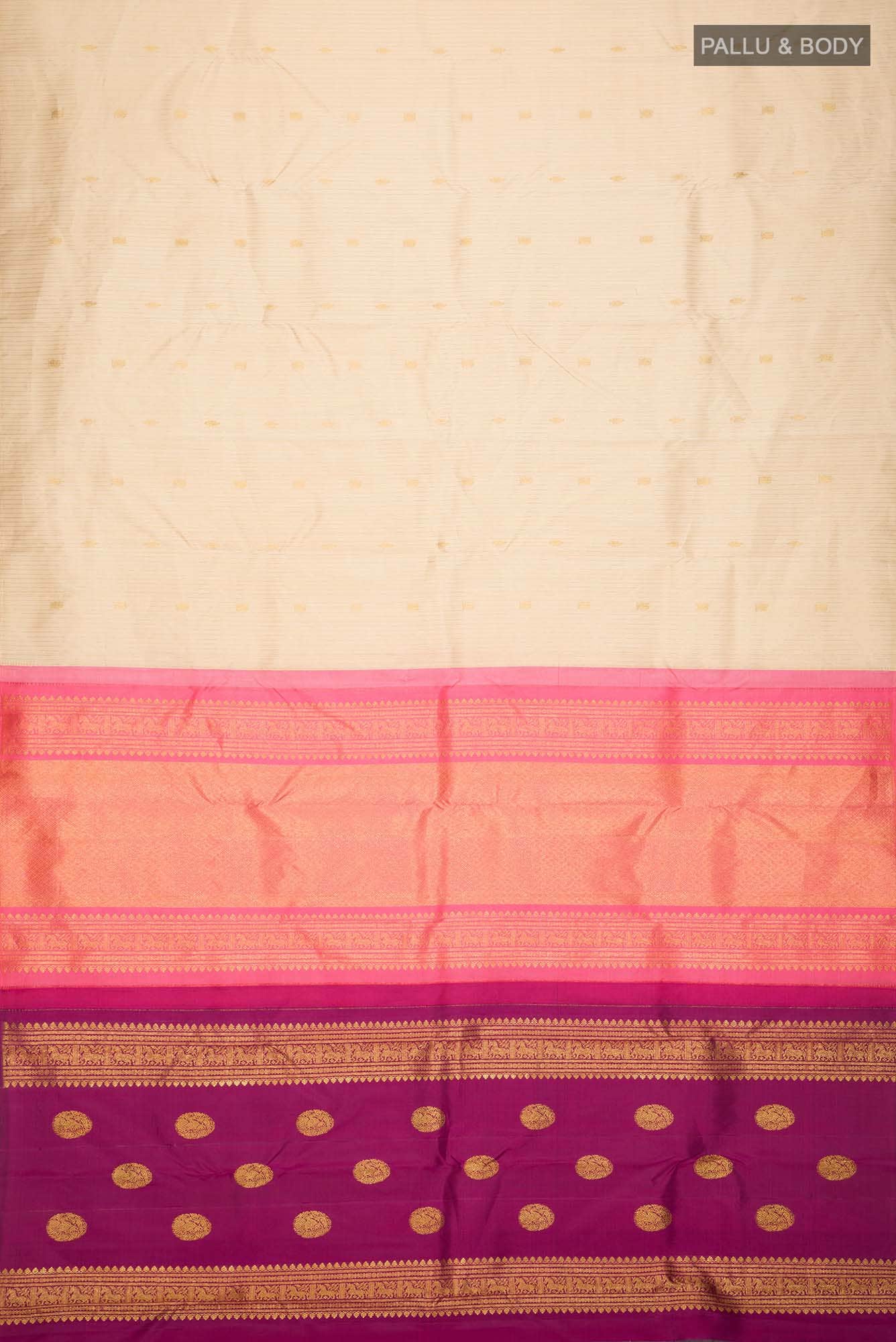 Beige Kanchipuram Silk Saree