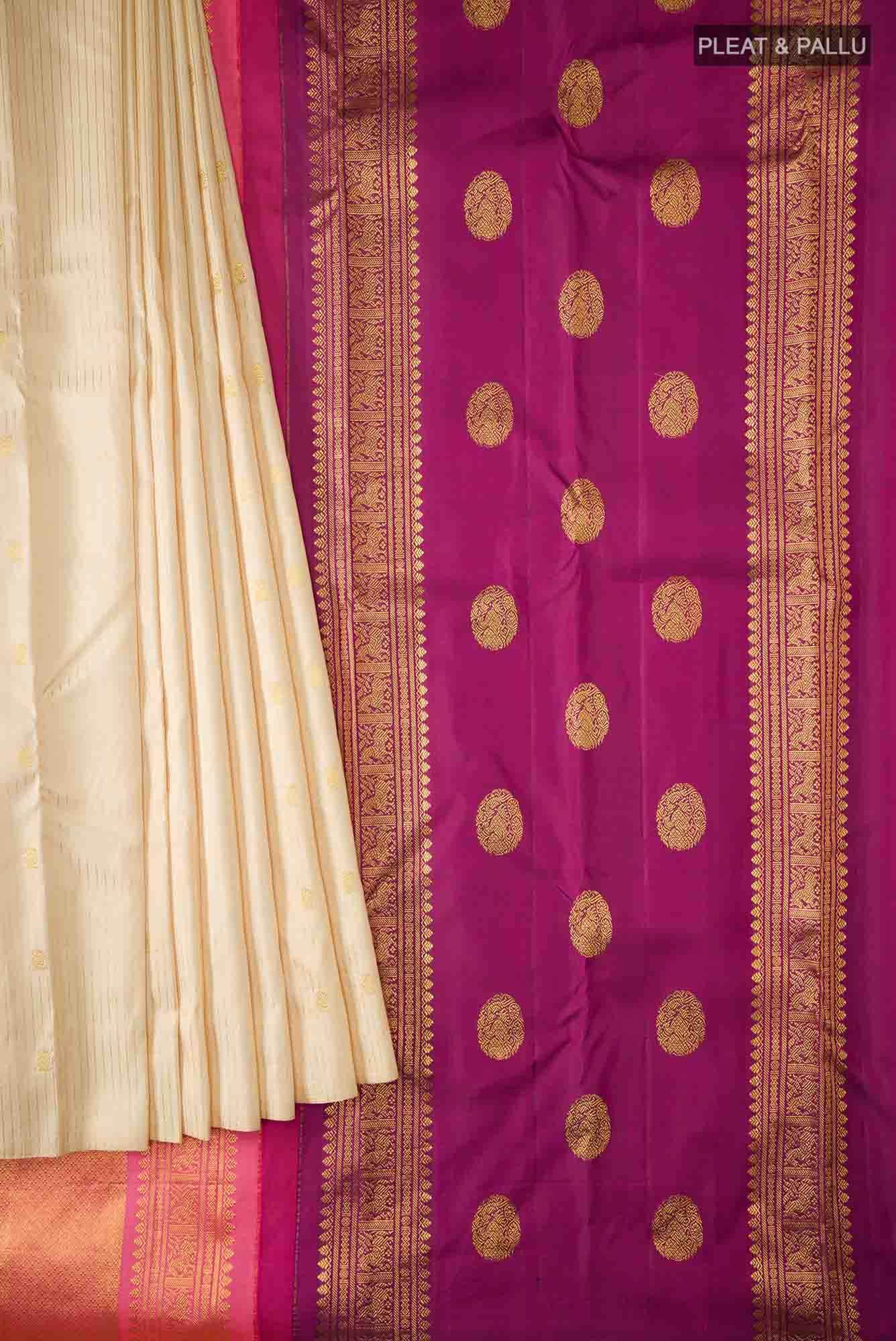 Beige Kanchipuram Silk Saree