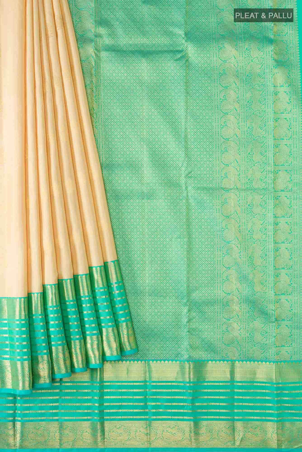 Beige Kanchipuram Silk Saree