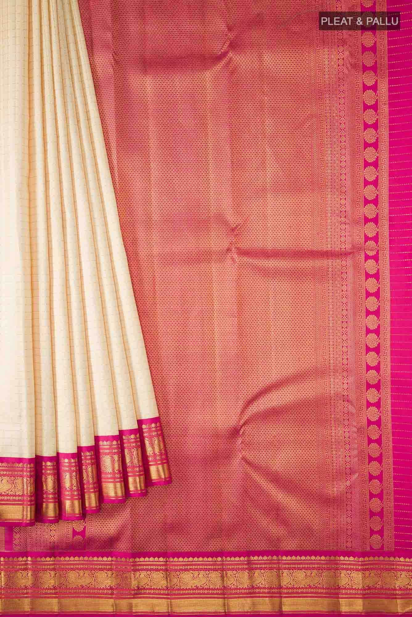 Beige Kanchipuram Silk Saree