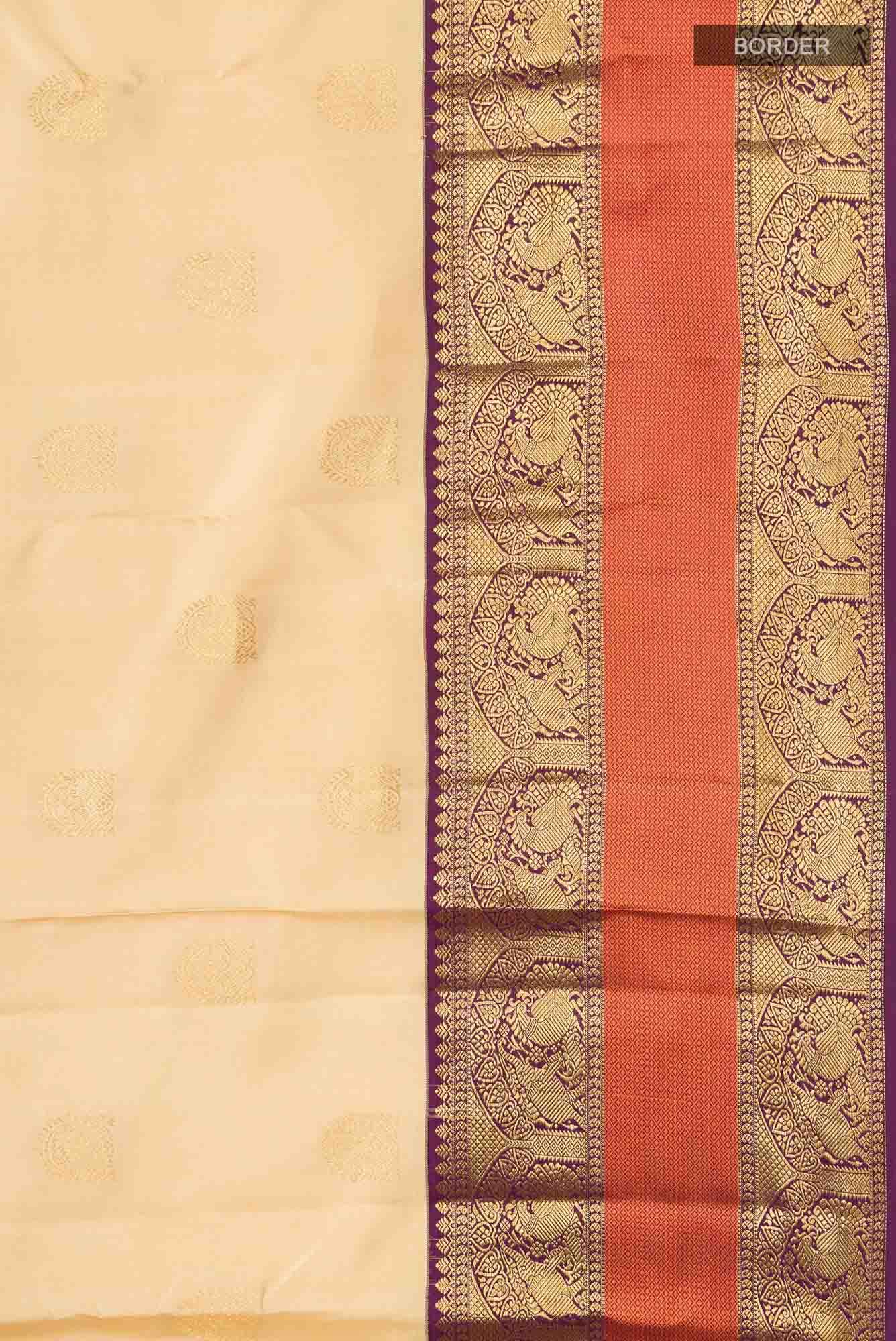 Beige Kanchipuram Silk Saree