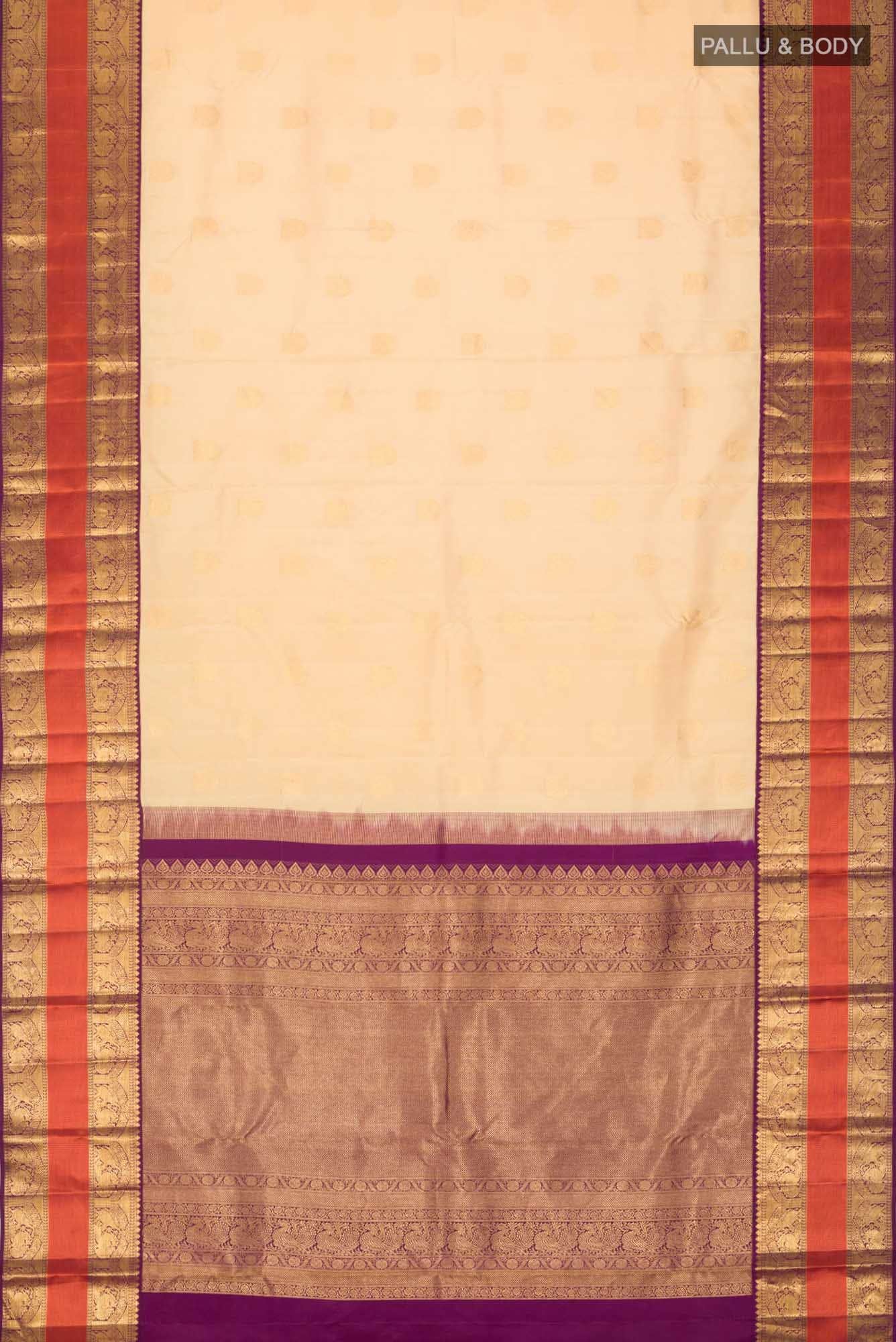 Beige Kanchipuram Silk Saree
