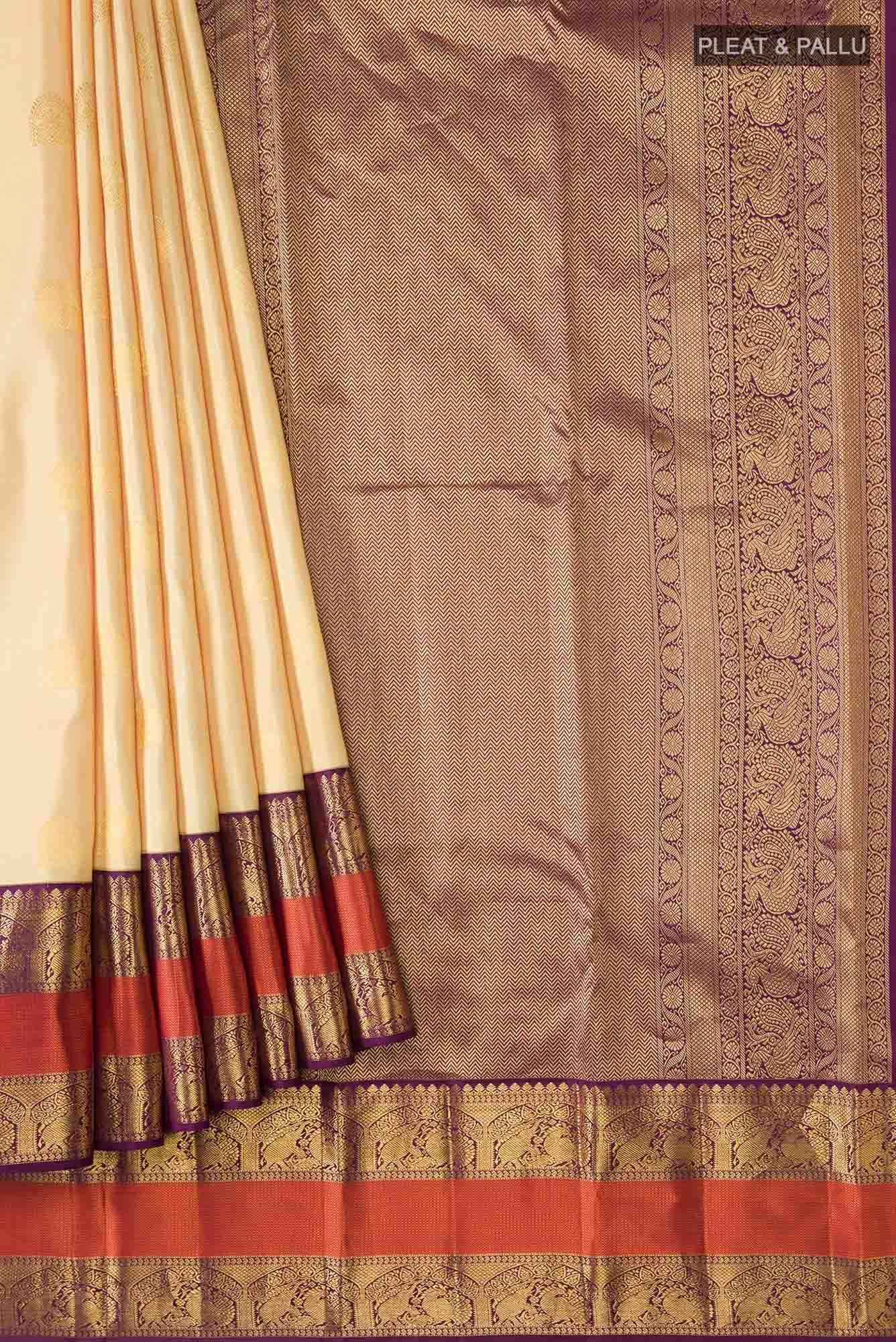 Beige Kanchipuram Silk Saree
