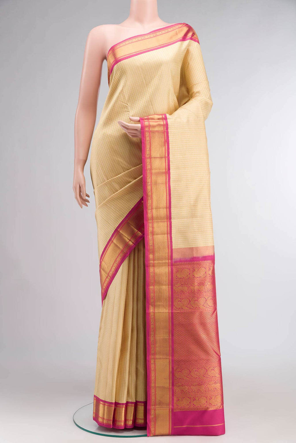 Beige Kanchipuram Silk Saree