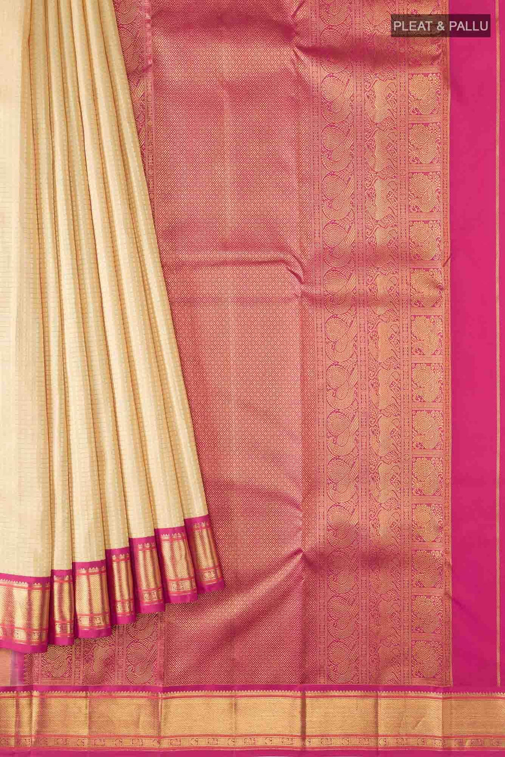 Beige Kanchipuram Silk Saree