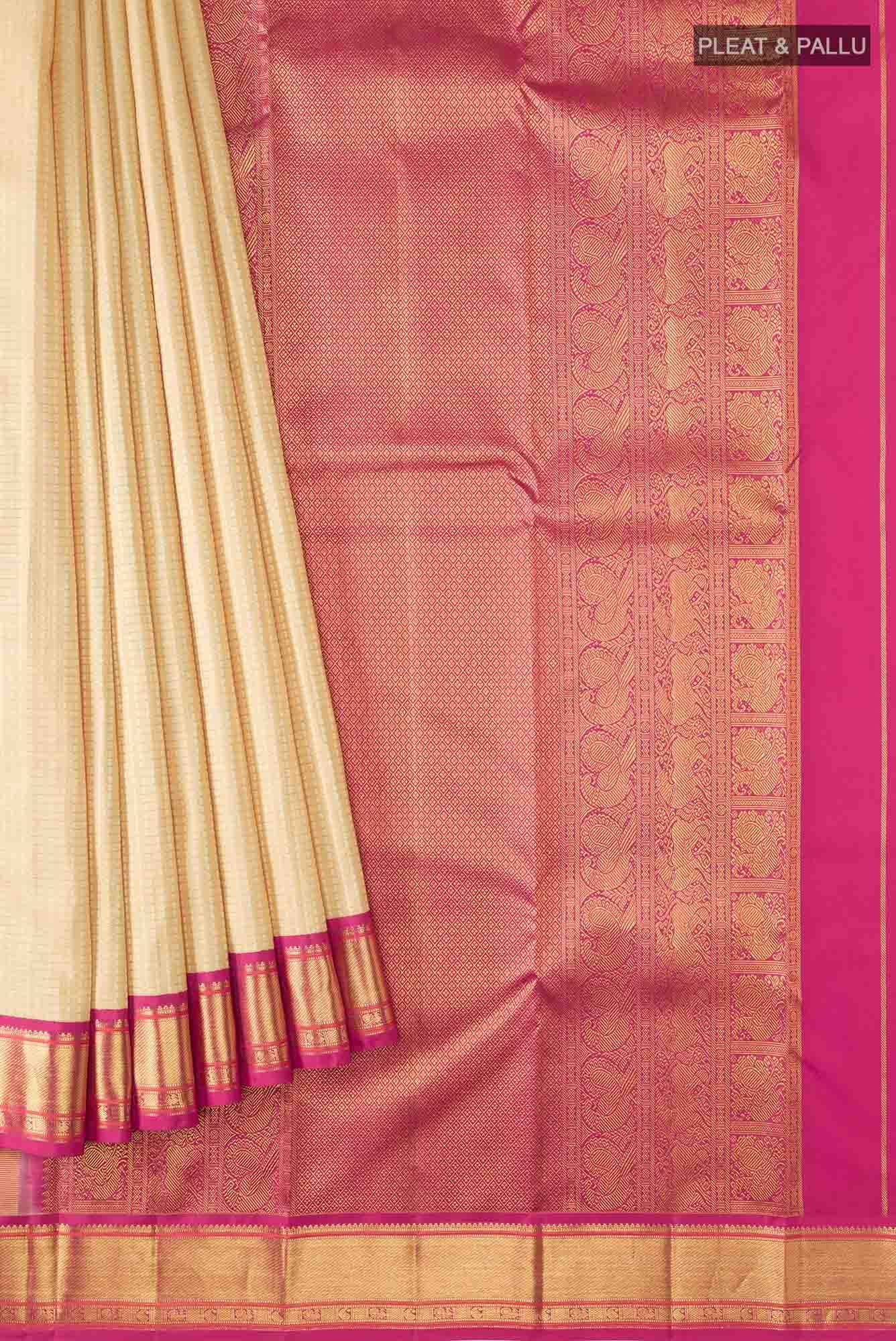 Beige Kanchipuram Silk Saree