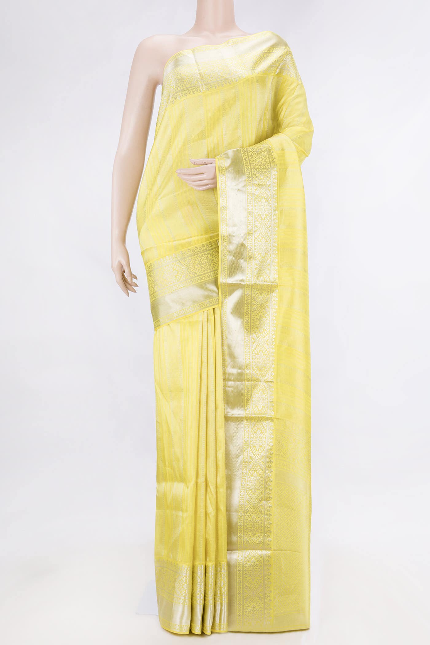 Lemon Yellow Dual Tone Soft Silk Saree