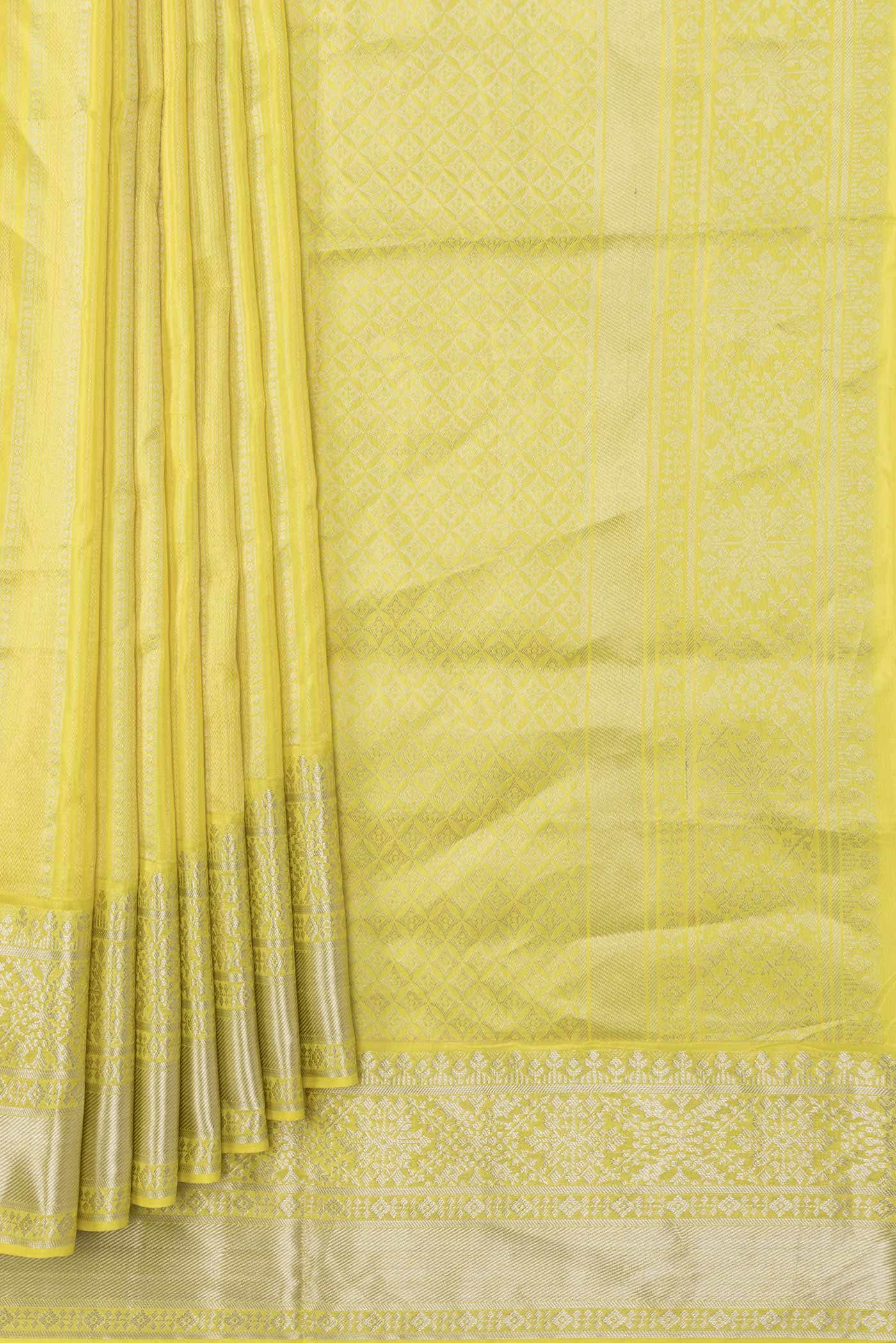 Lemon Yellow Dual Tone Soft Silk Saree