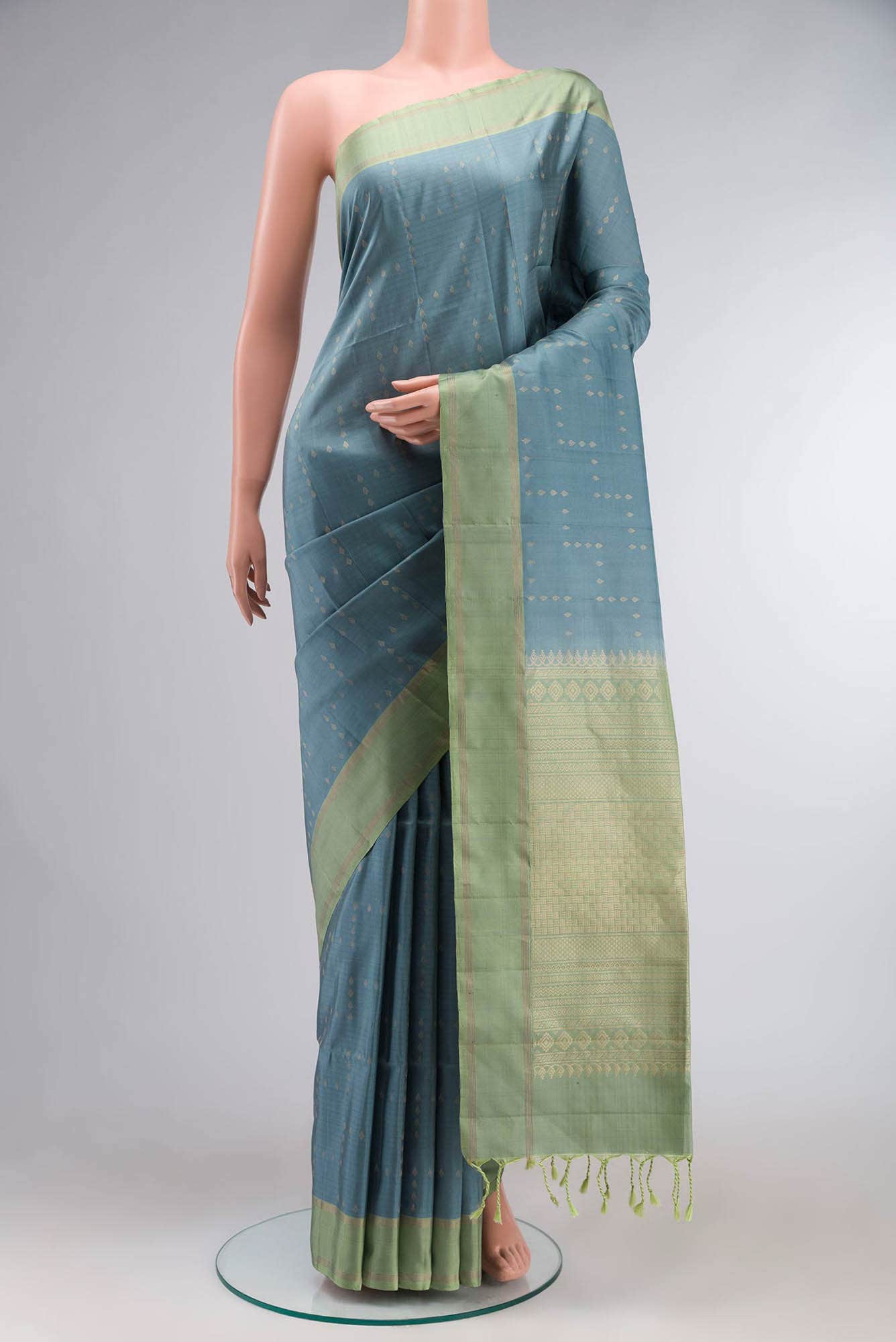 Blue Grey Soft Silk Saree